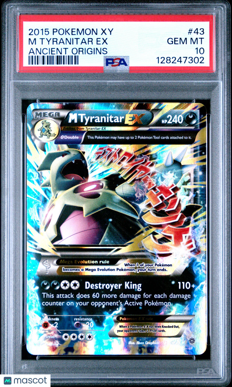 2015 Pokemon Xy Ancient Origins M Tyranitar EX Ancient Origins PSA 10 #43