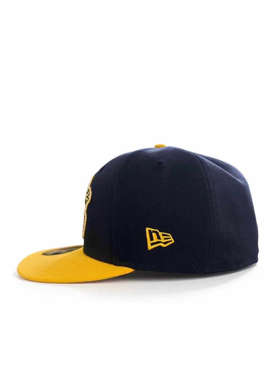 5950 New Era Fitted Navy and Yellow Burger Logo Cap - Image 2