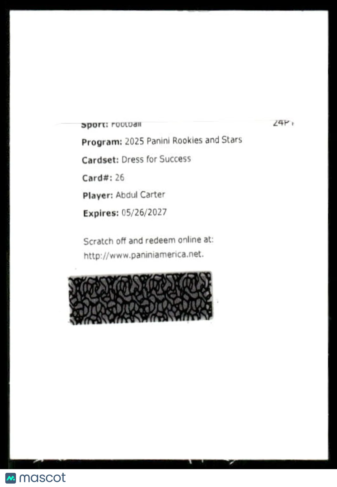 Abdul Carter 2025 Panini Rookies and Stars Dress