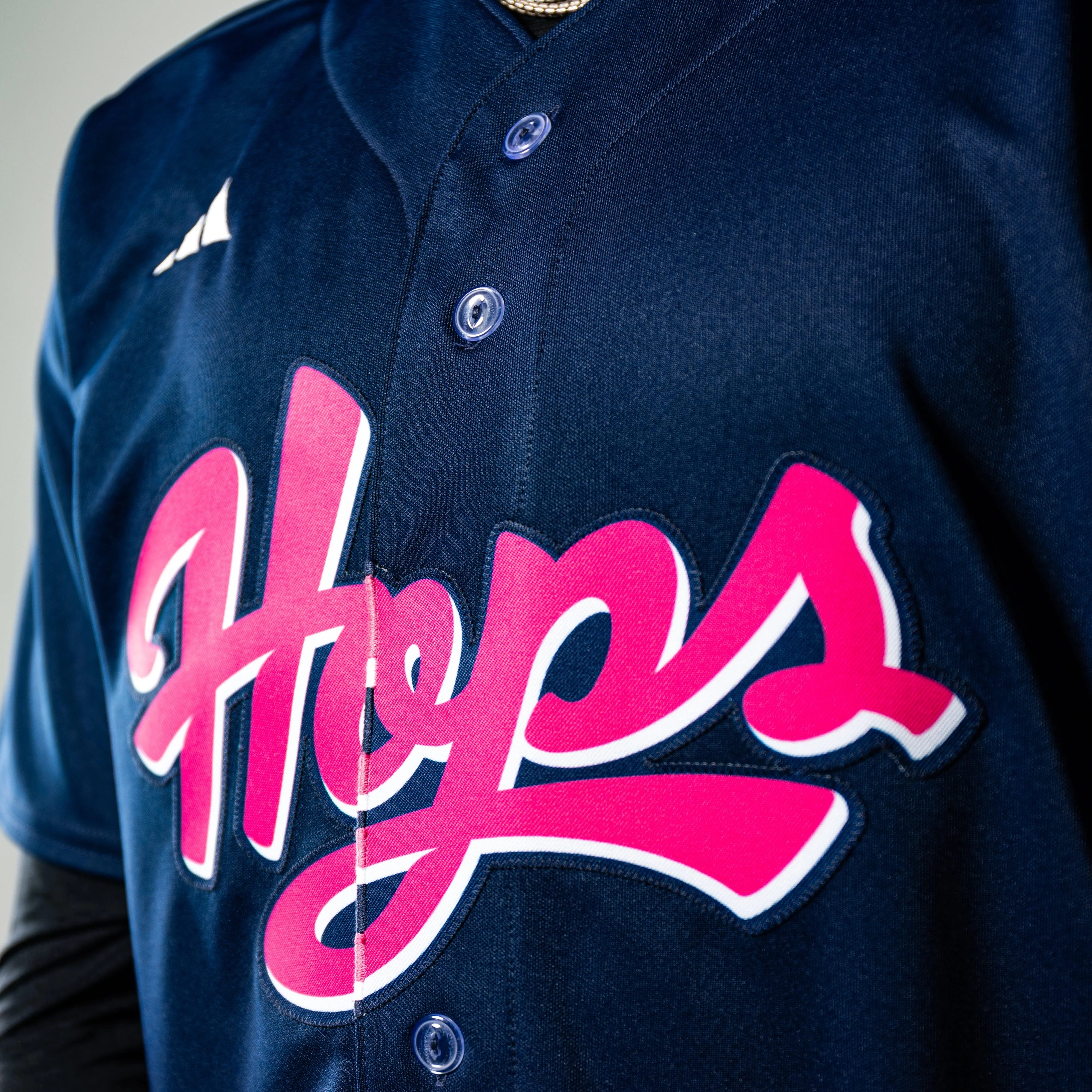 adidas Official Replica Pink Jersey, Hillsboro Hops - Image 2