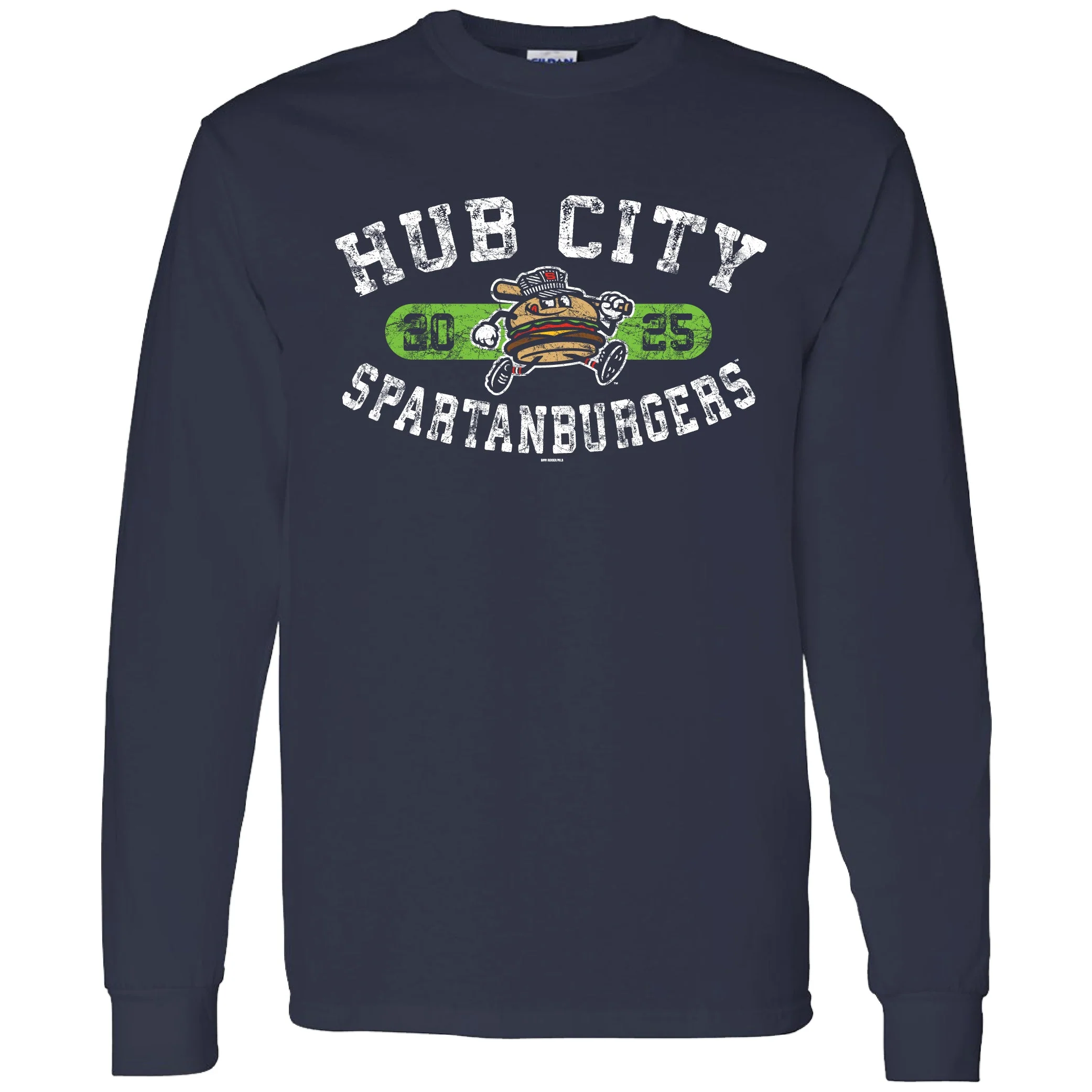 Adult Navy Long Sleeve Distressed Tee