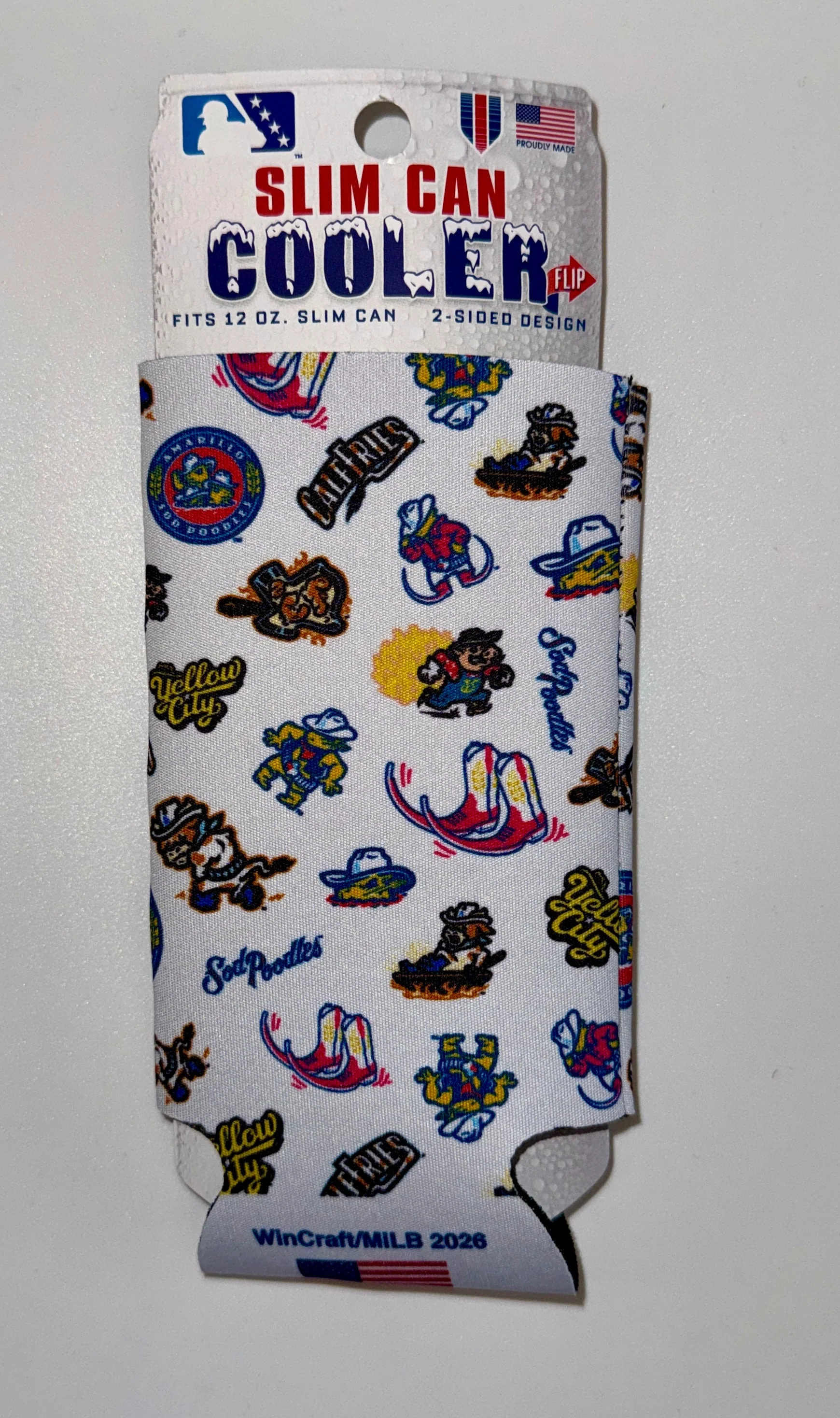 Amarillo Sod Poodles All Over Slim Can Cooler