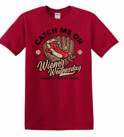 Amarillo Sod Poodles Catch Me on Wiener Wednesday Tee