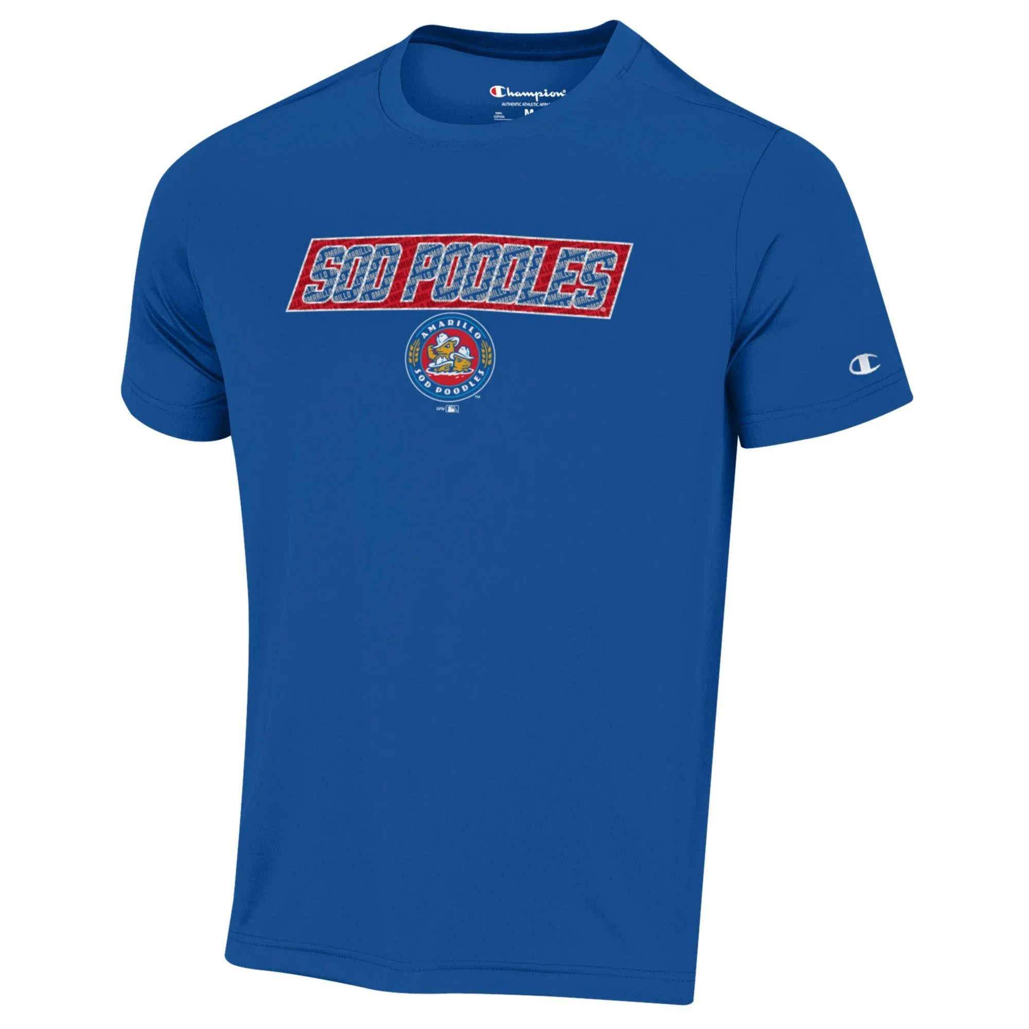 Amarillo Sod Poodles Champion Royal MTO Crest Tee