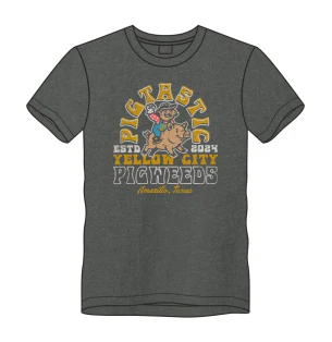 Amarillo Sod Poodles Yellow City Pigweeds Grey Pigtastic Tee