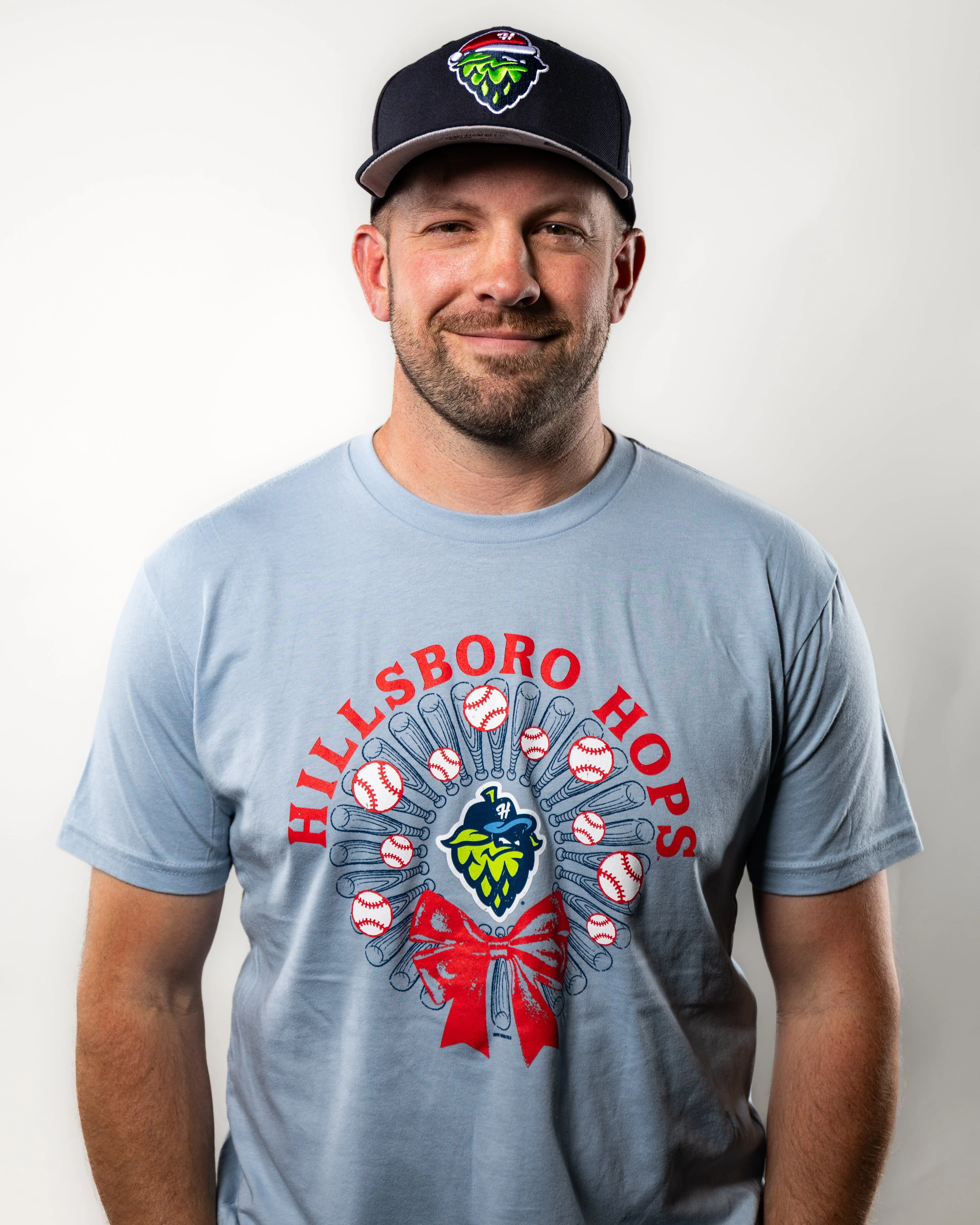 Bimm Ridder Christmas Wreath T-Shirt, Hillsboro Hops