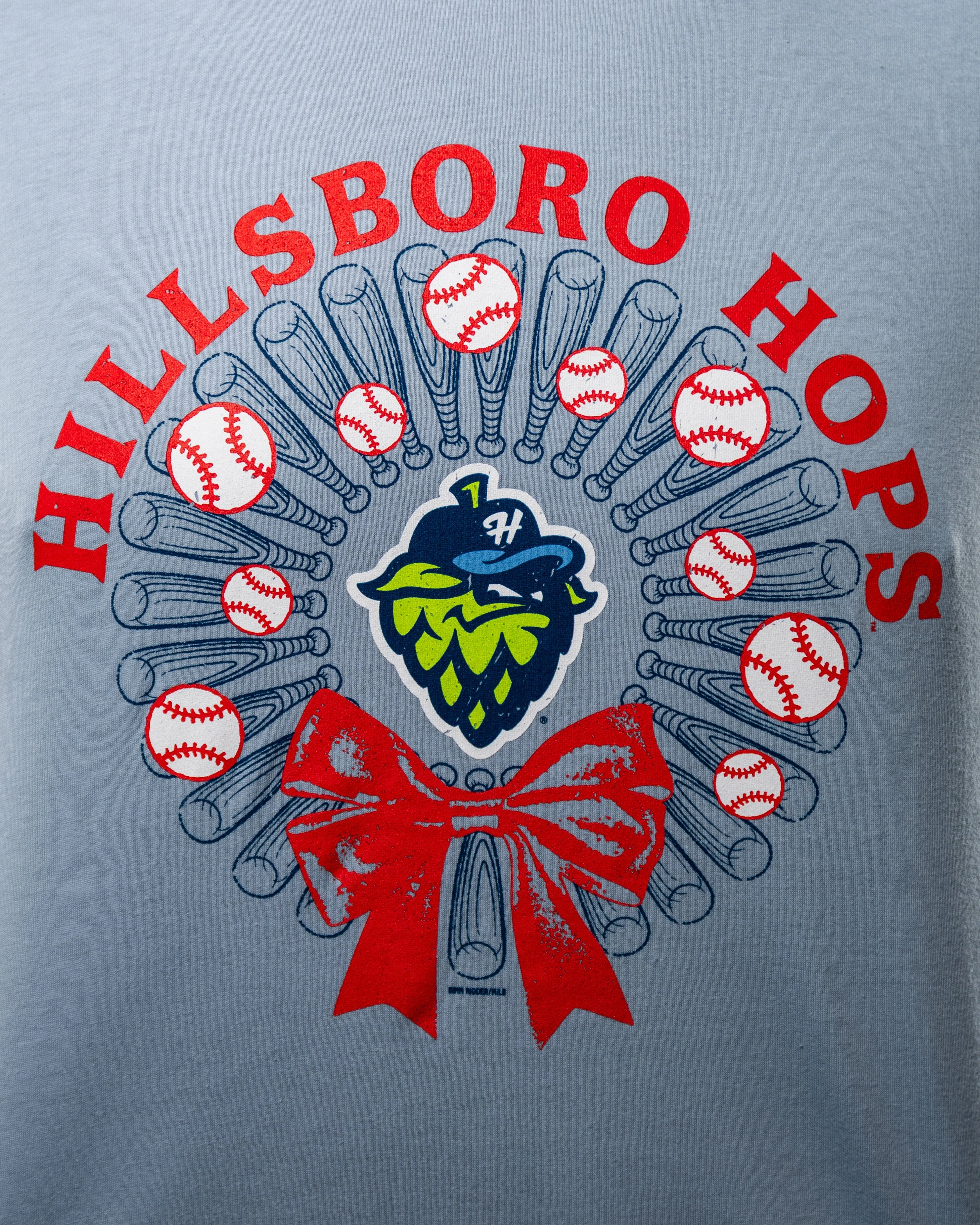 Bimm Ridder Christmas Wreath T-Shirt, Hillsboro Hops - Image 2