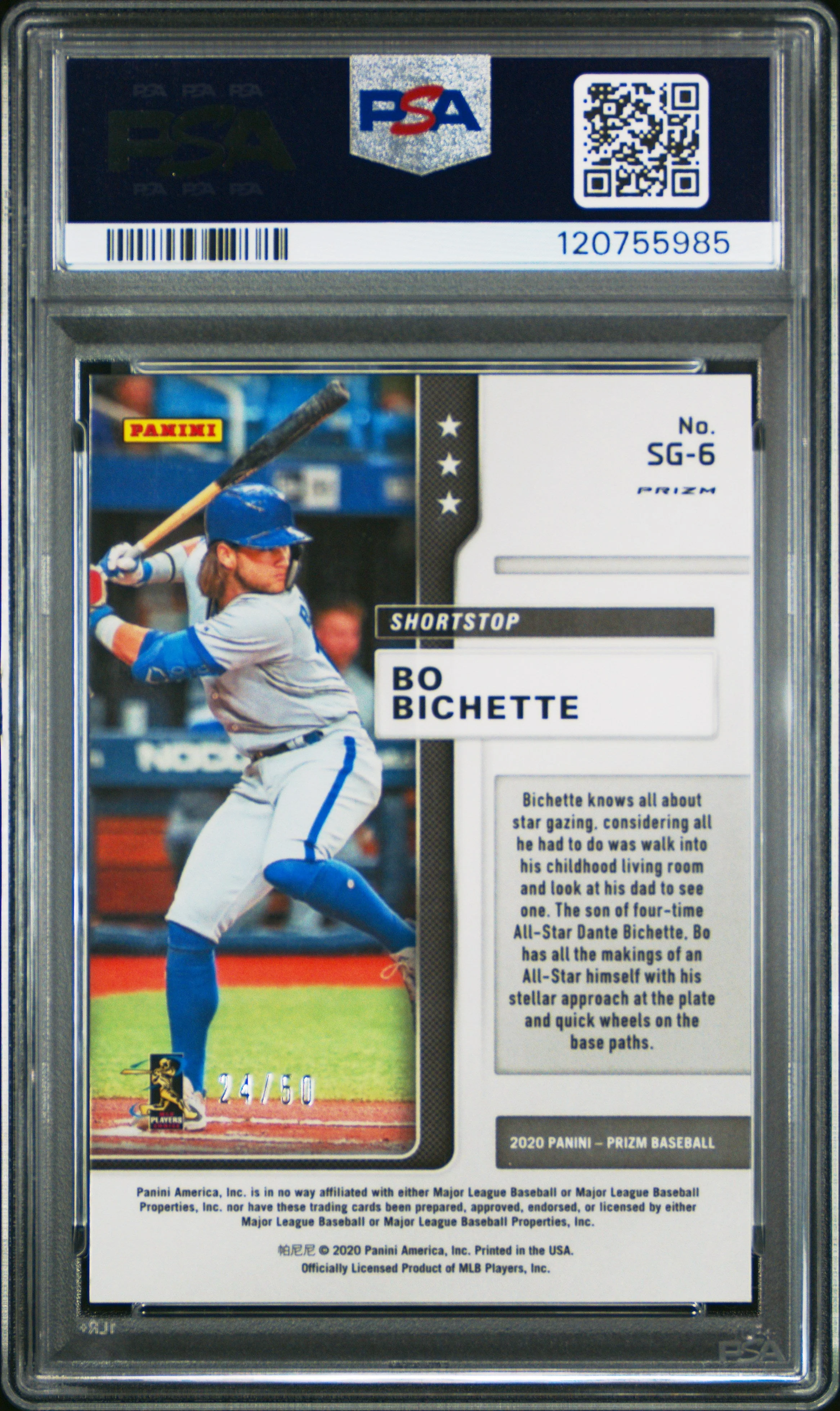 Bo Bichette 2020 Panini Prizm Star Gazing #SG6 STR. Gzng Snake Skin PSA 10 - Image 2