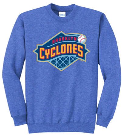 Brooklyn Cyclones Mens Primary Fleece Crewneck Blue