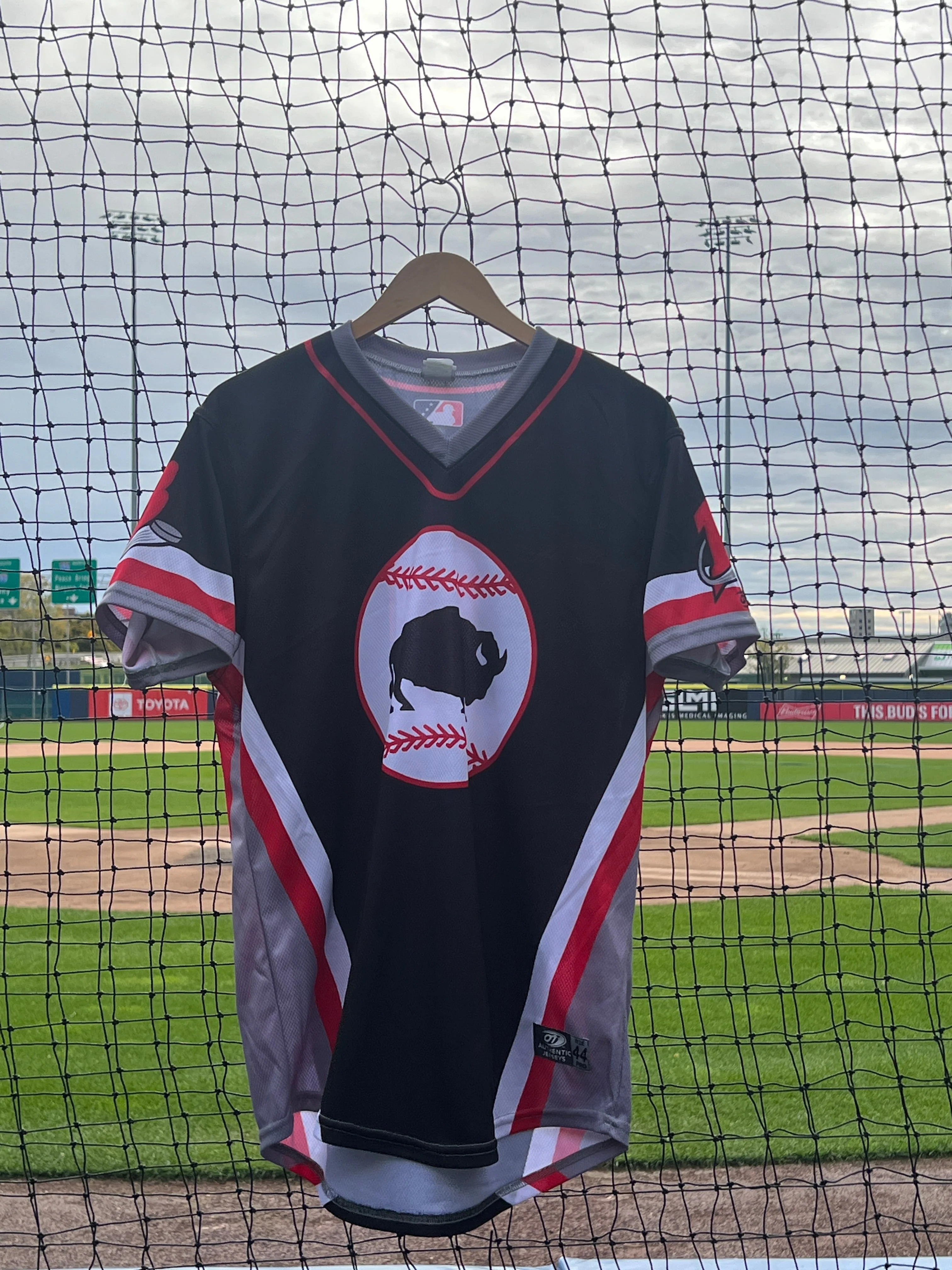 Buffalo Bisons Autographed & Game Worn Sublimated Hockey Black Jersey - RJ Schreck #0 Size 44 - Image 2