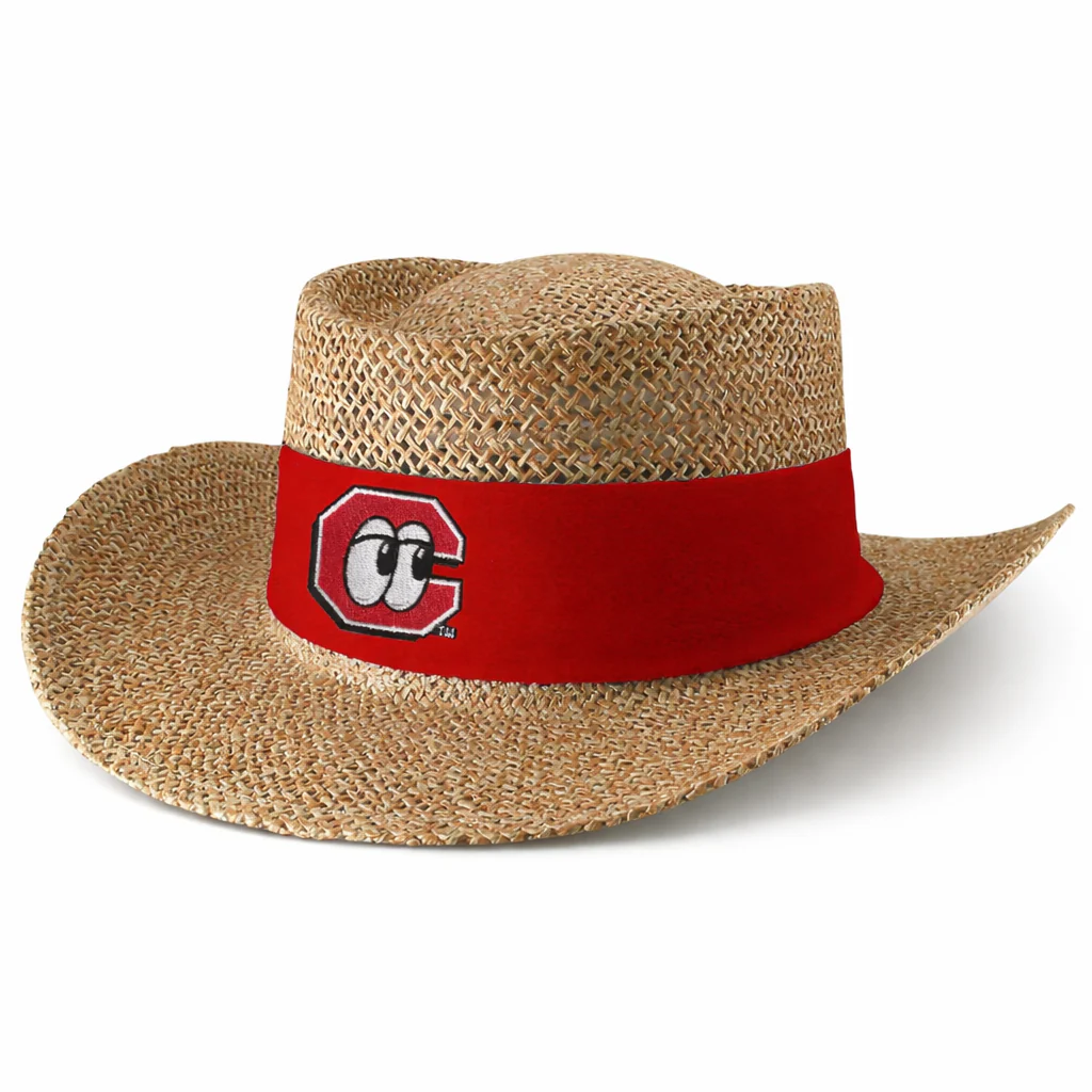 Chattanooga Lookouts Natural Twisted Red Straw Gambler with Sun Blocker Material