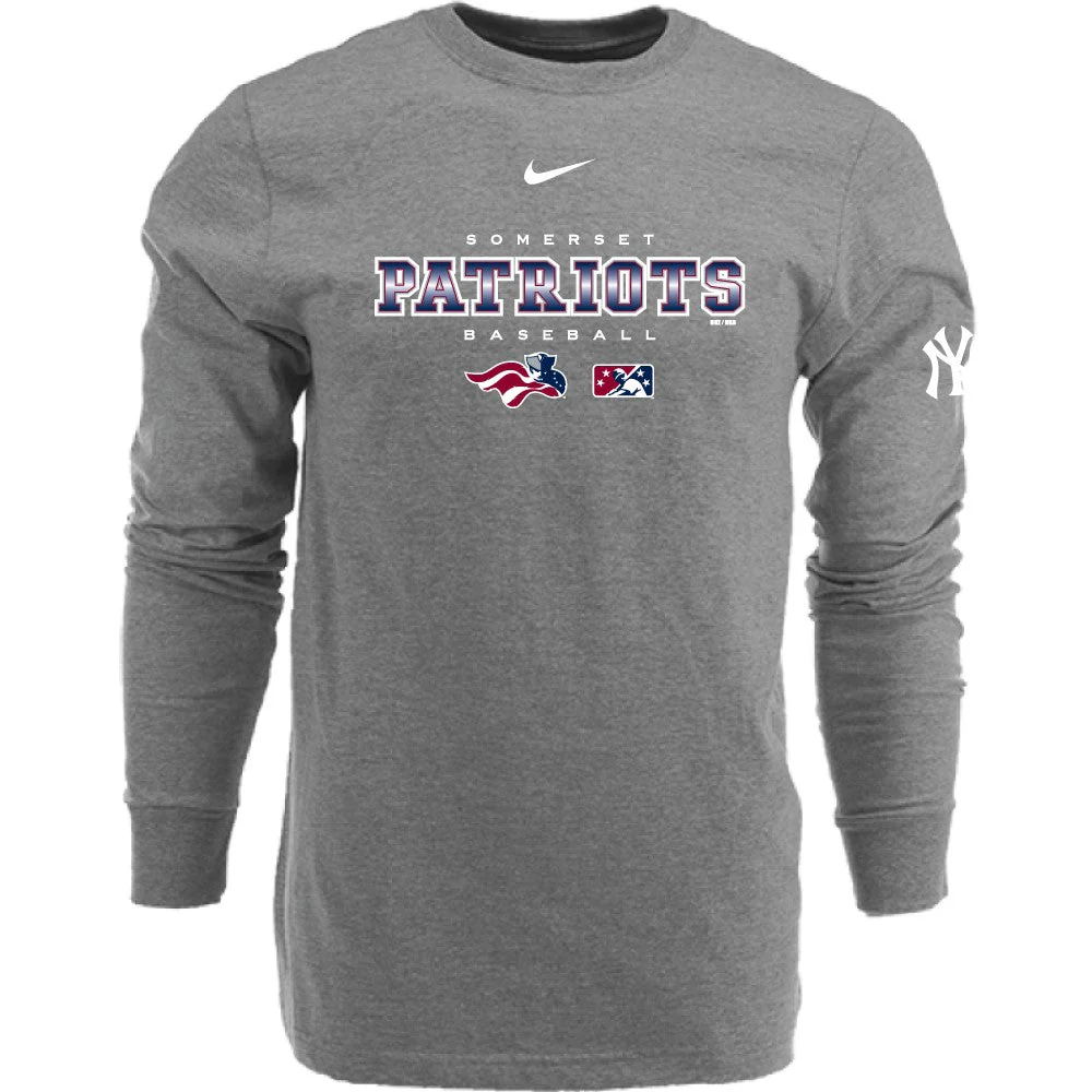 Somerset Patriots Nike Adult Long Sleeve Co-Branded Navy Cotton Tee