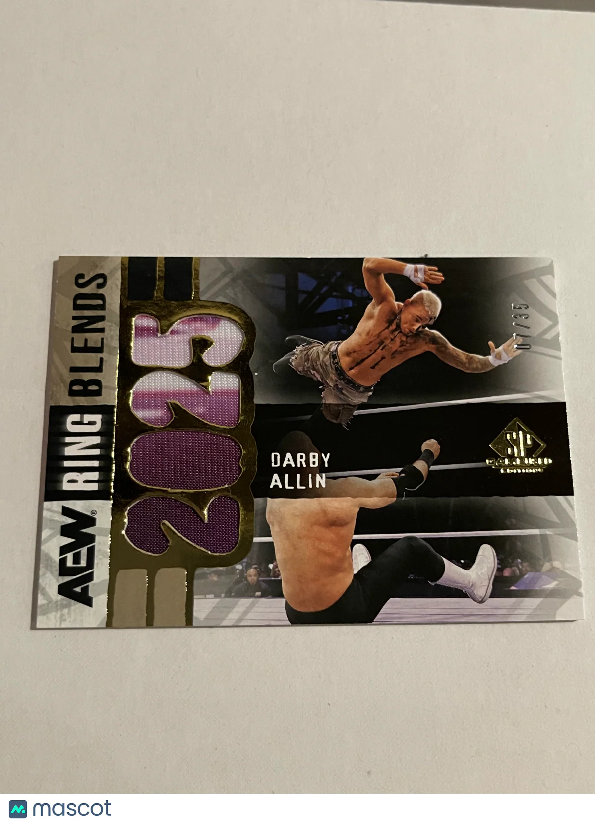 Darby Allin 2025 Upper Deck AEW SP Game Used Ring Blends #RB-DA 07/35 Mat Apron