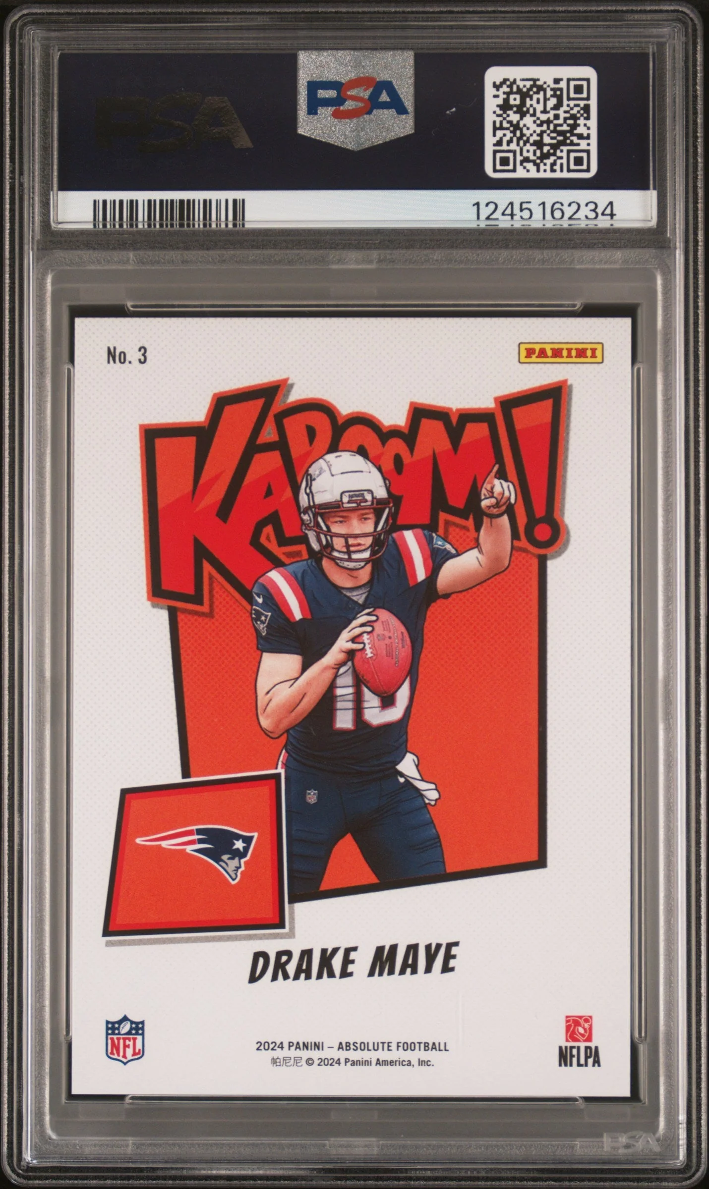 Drake Maye 2024 Panini Absolute Kaboom! Vertical #3 PSA 10 - Image 2
