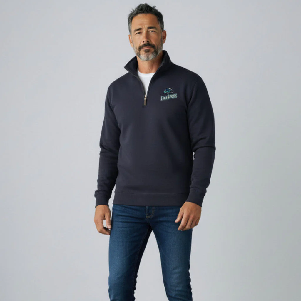Eerie Wearies Oxford Navy 1/4 Zip Sweatshirt