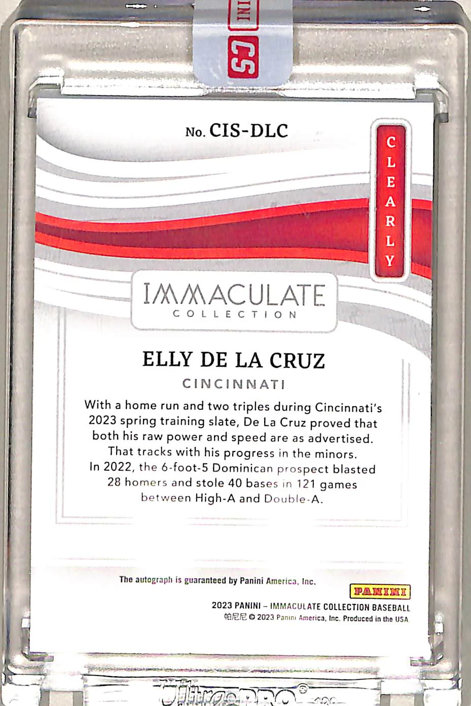 Elly De La Cruz 2023 Panini Immaculate Collection - Image 2