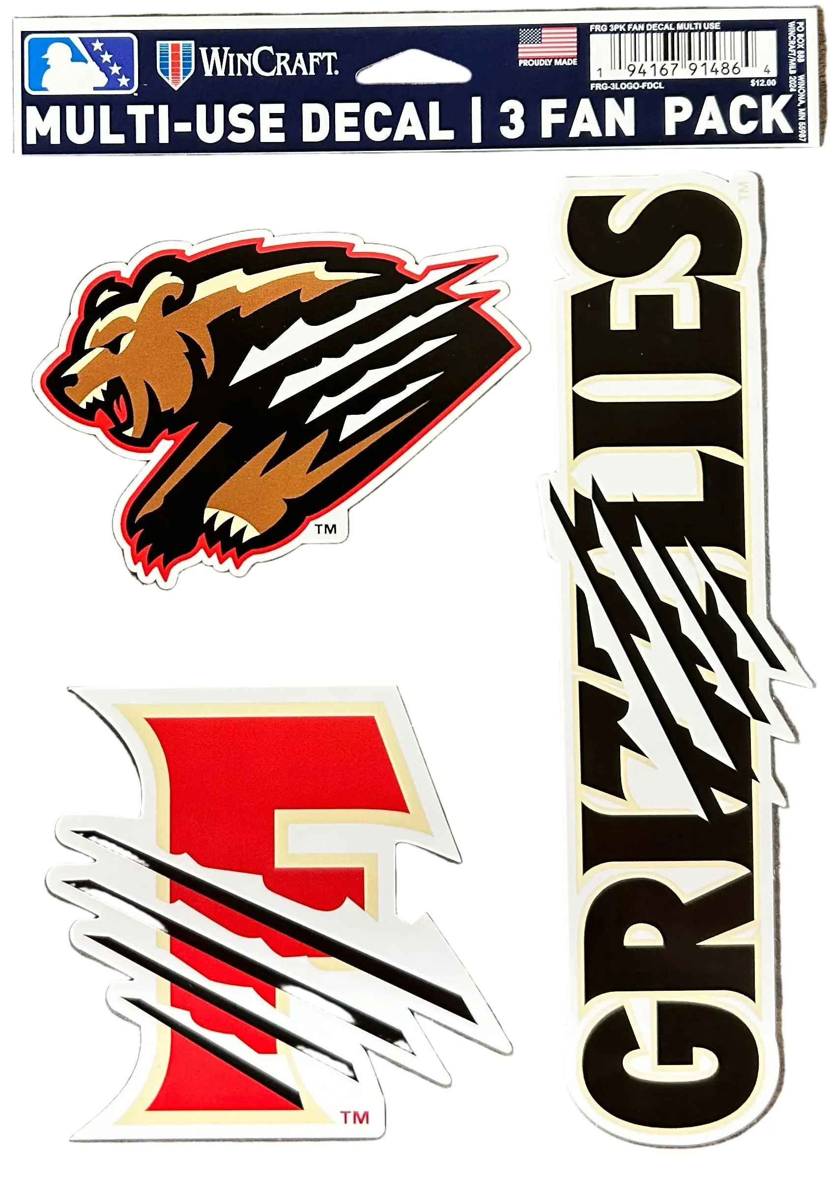 Fresno Grizzlies F-Slash Sticker Set