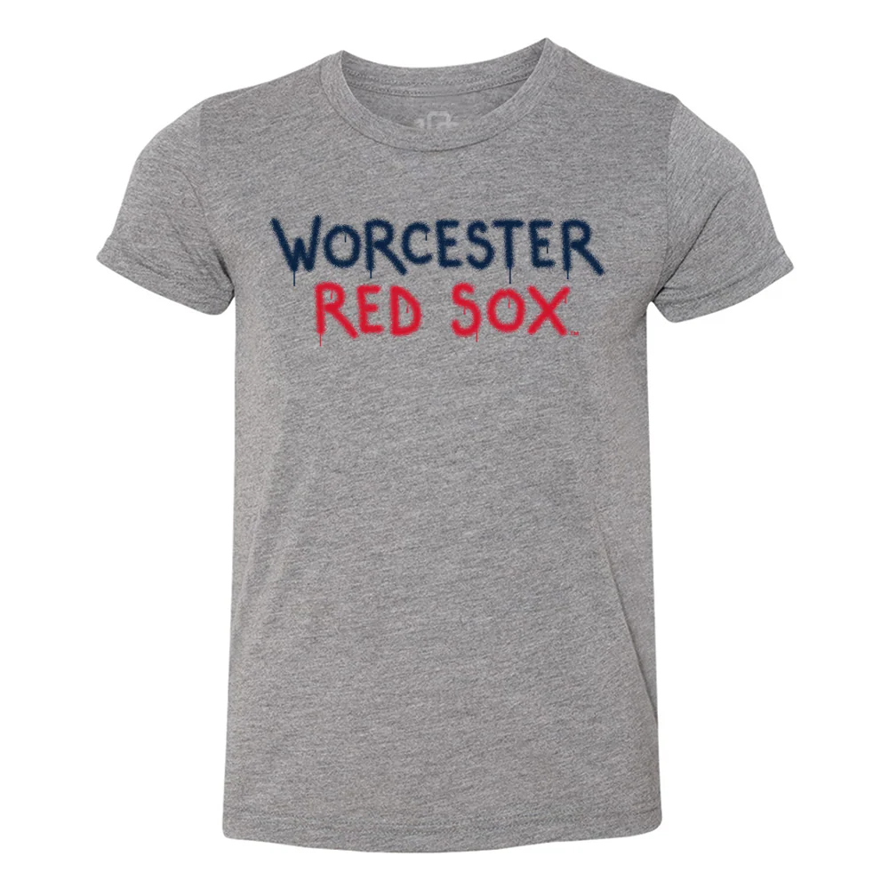 Worcester Red Sox 108 Stitches Gray Youth Spray Paint Tee