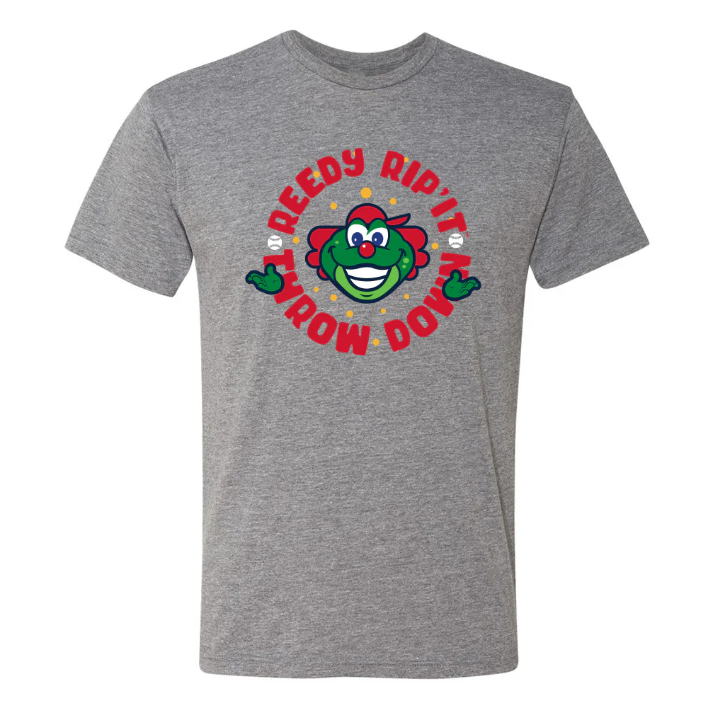 Greenville Drive 108 Stitches Gray Reedy Clown Tee