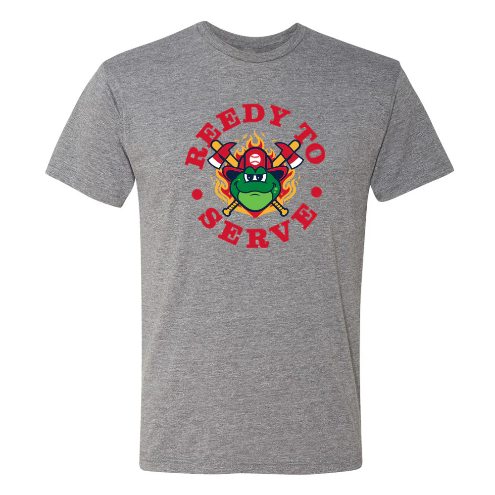 Greenville Drive 108 Stitches Youth Gray Reedy Firefighter Tee
