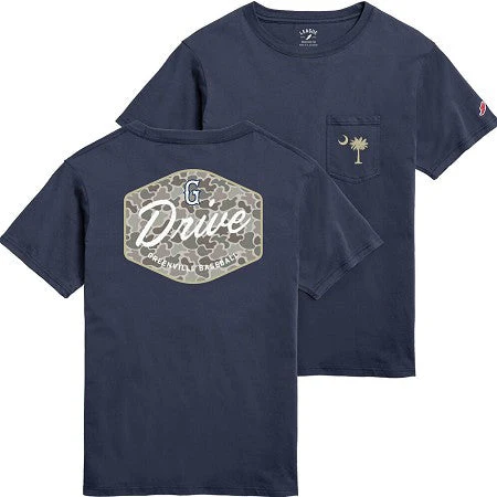 Greenville Drive League Navy Camo Detail Pocket Tee