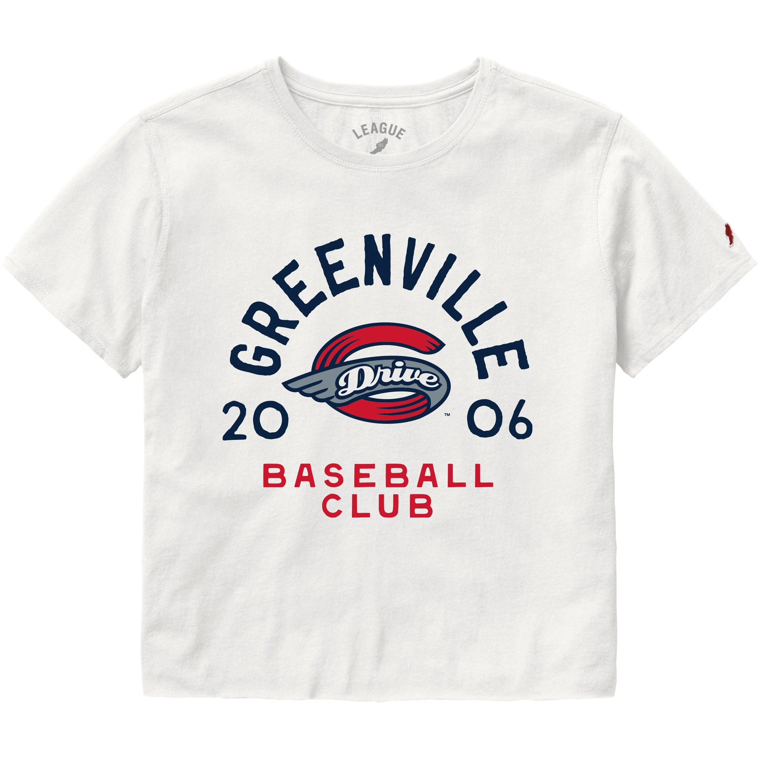 Greenville Drive League Women's White Cotton Cropped Tee