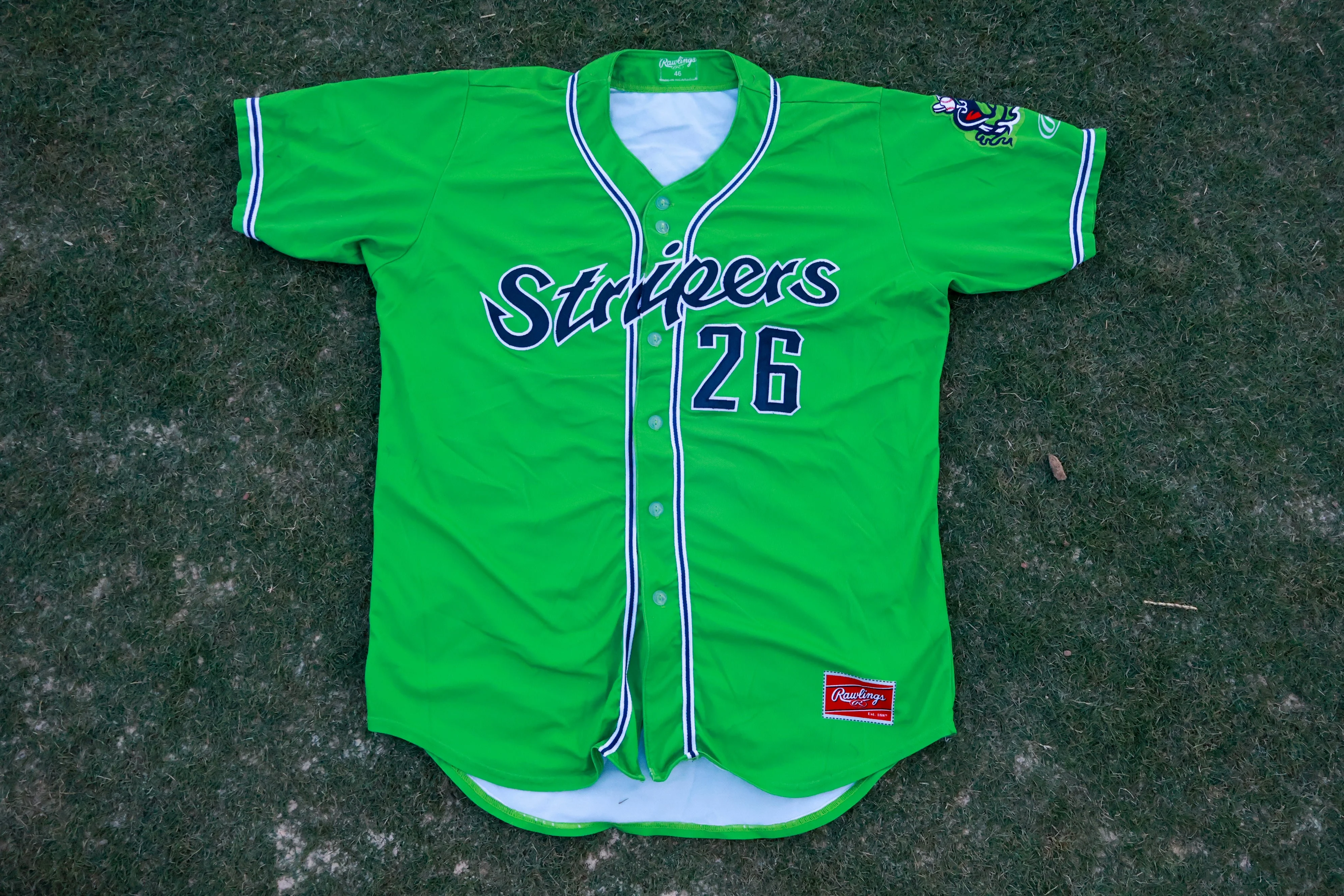 Gwinnett Stripers Game Used Green Jersey sz.48