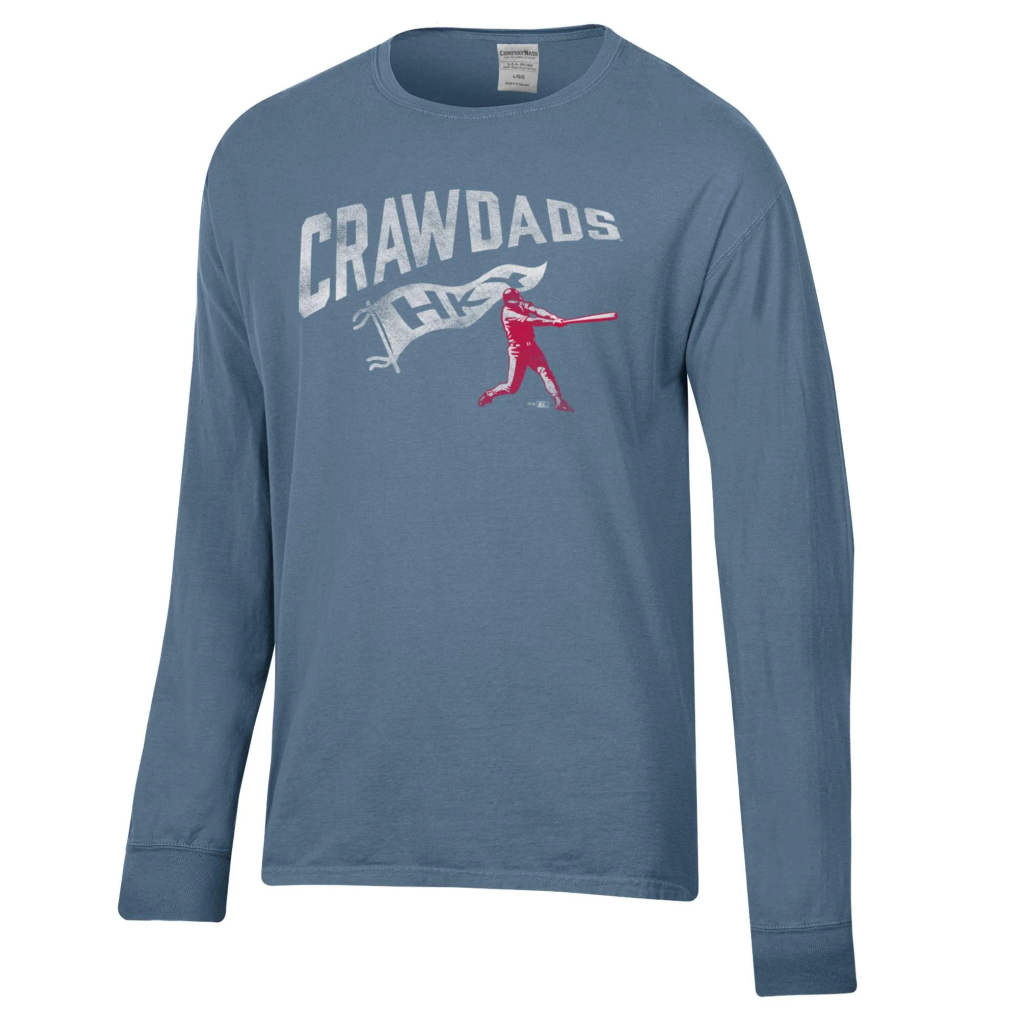 Hickory Crawdads Saltwater Comfort Wash Long Sleeve Tee