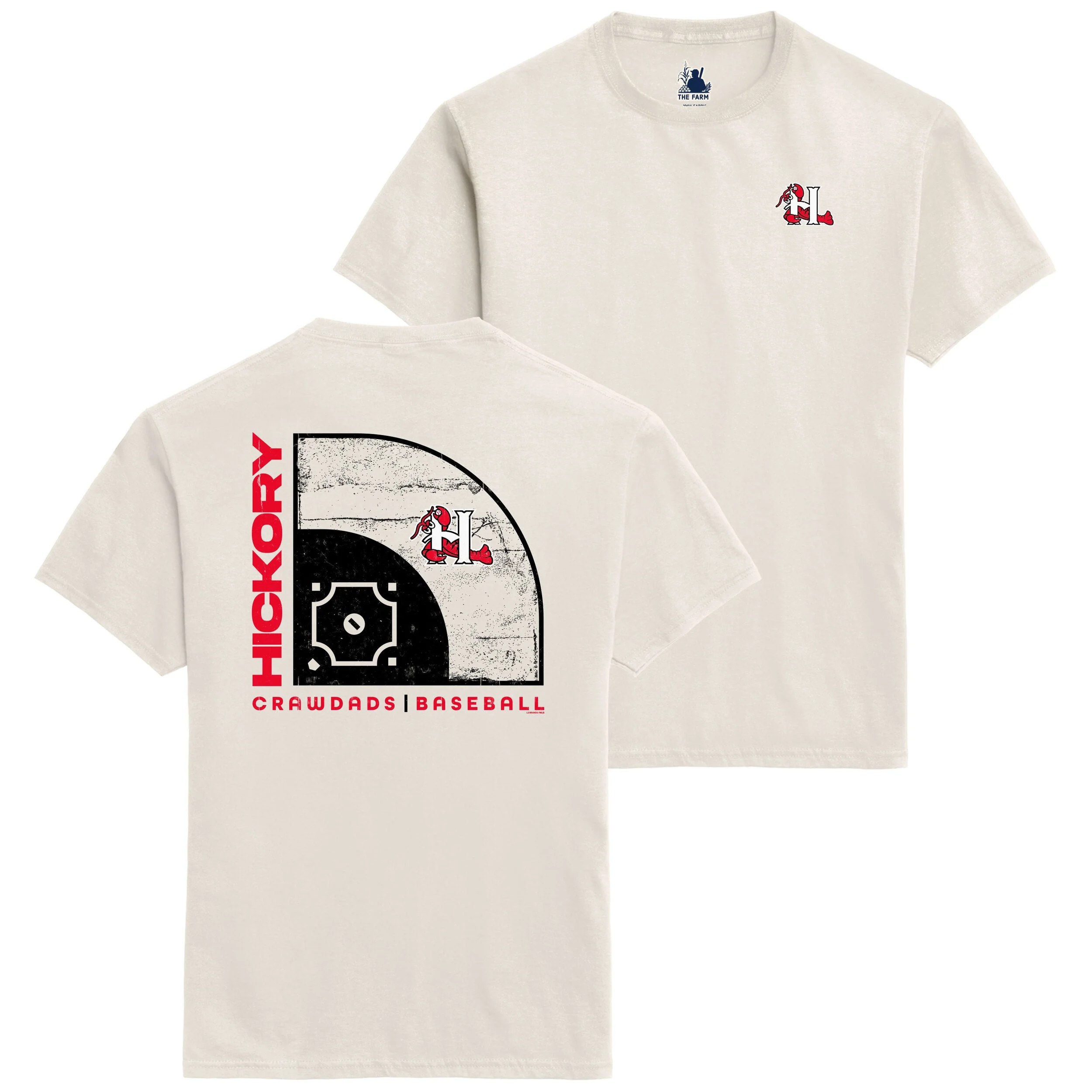 Hickory Crawdads Sweet Cream Front/Back Field Tee