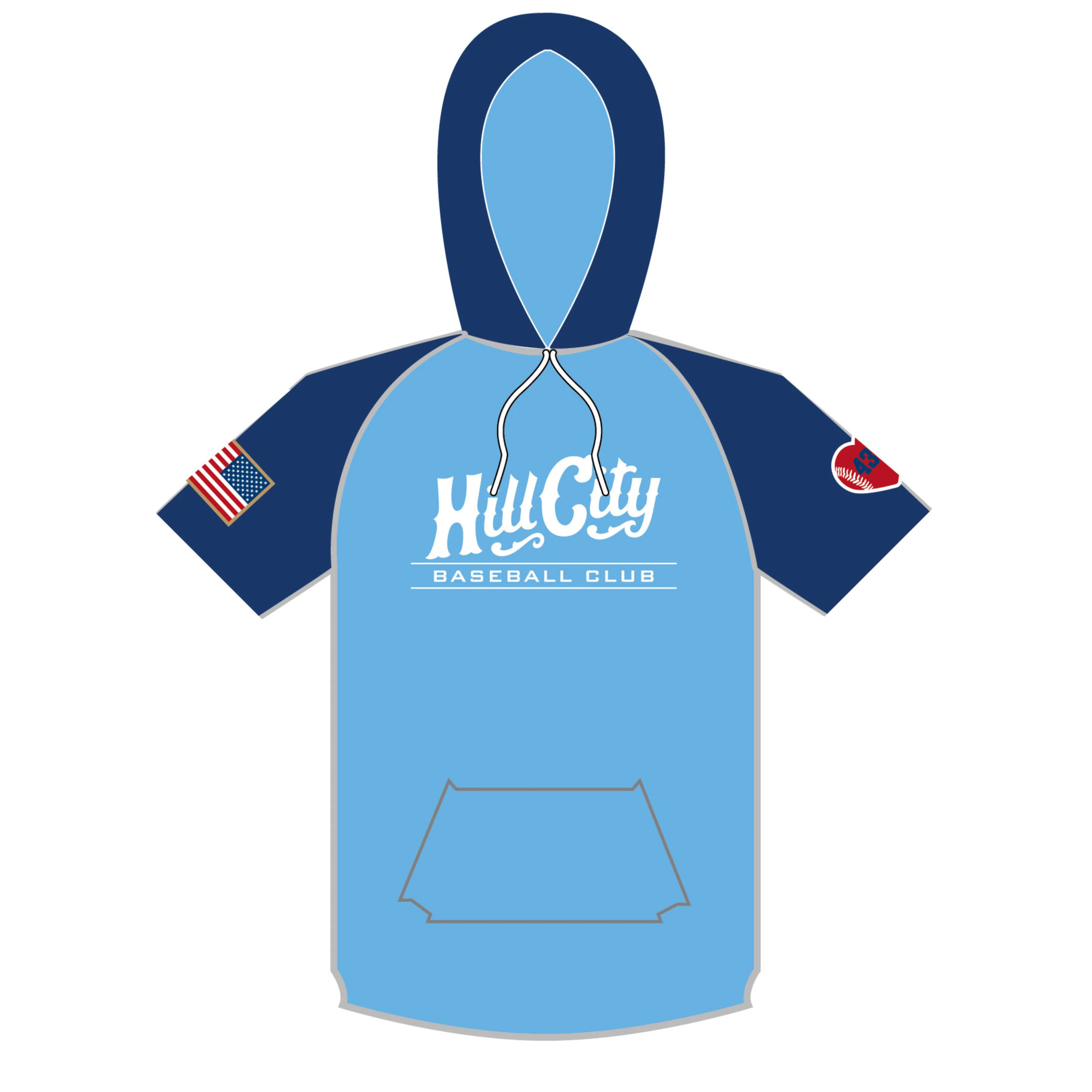 Hill City Howlers Light Blue Short Sleeve Sublimated Hoodie