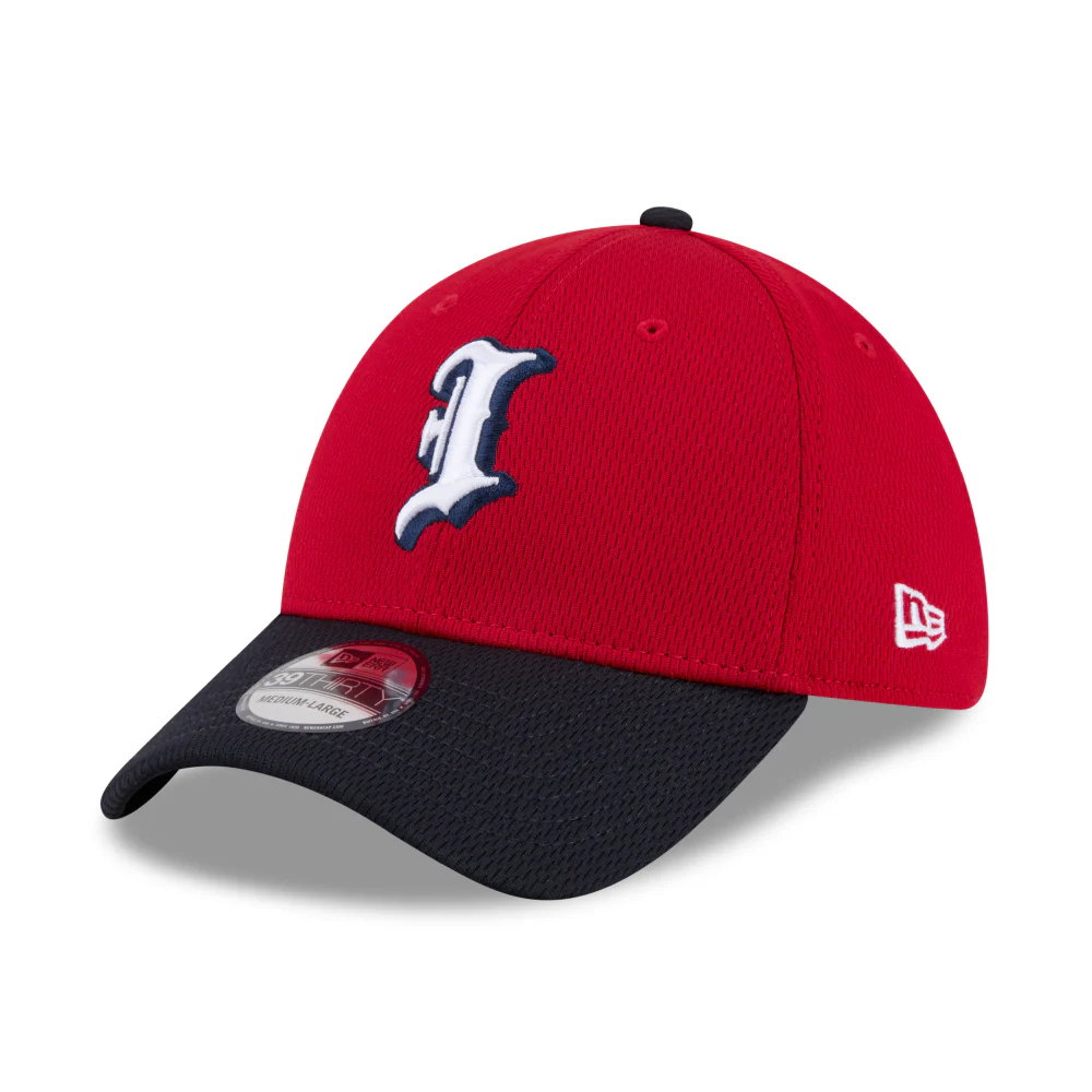 Indianapolis Indians Adult Red/Navy Batting Practice New Era Player Replica 39THIRTY Stretch-Fit Cap