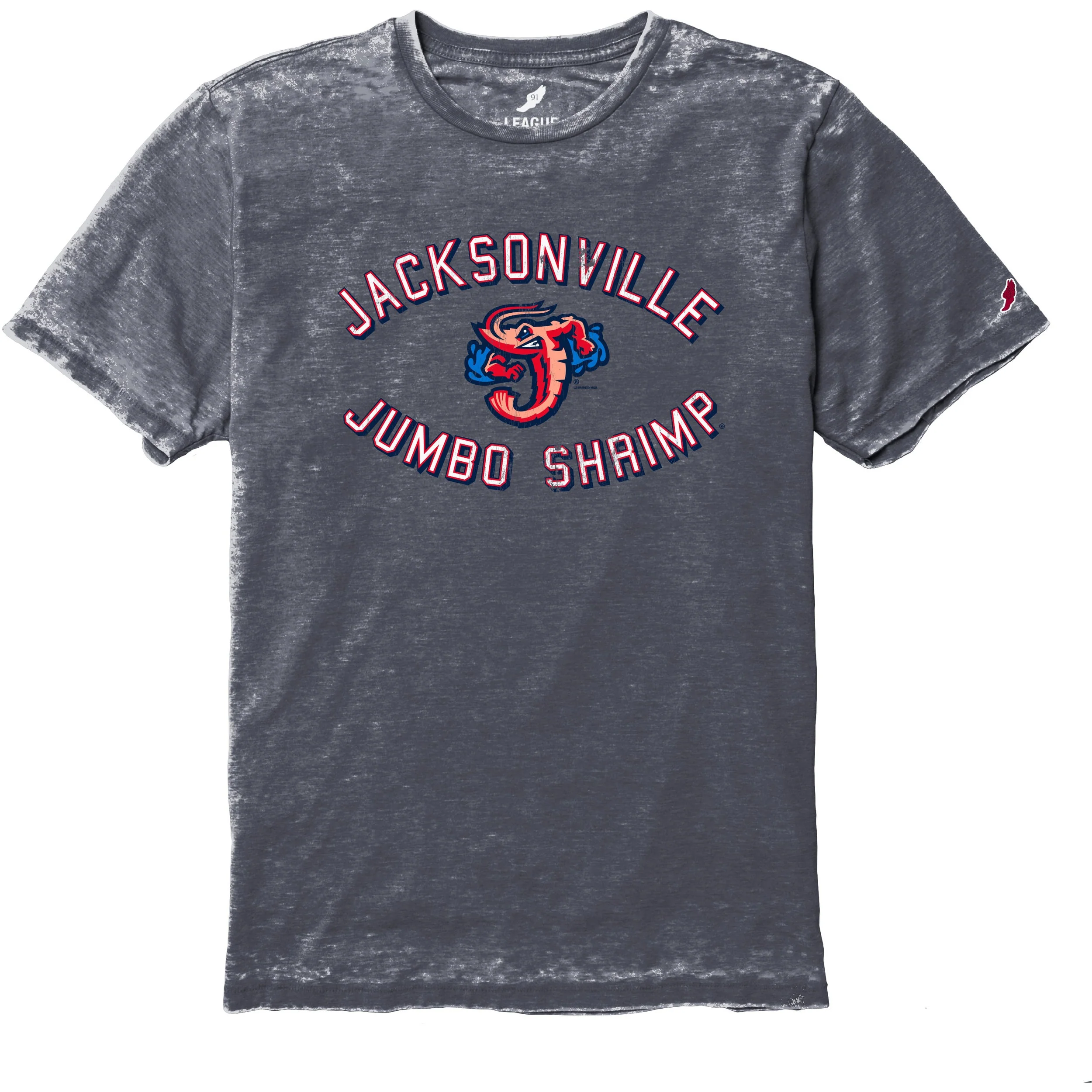 Jacksonville Jumbo Shrimp League Heather Navy Burnout Tee