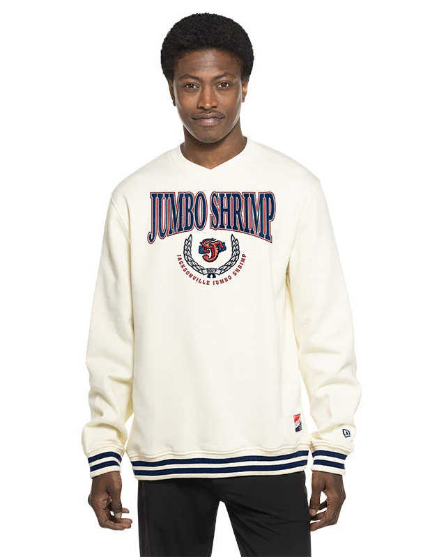 Jacksonville Jumbo Shrimp New Era Off-White Vintage Crewneck Sweatshirt - Image 2