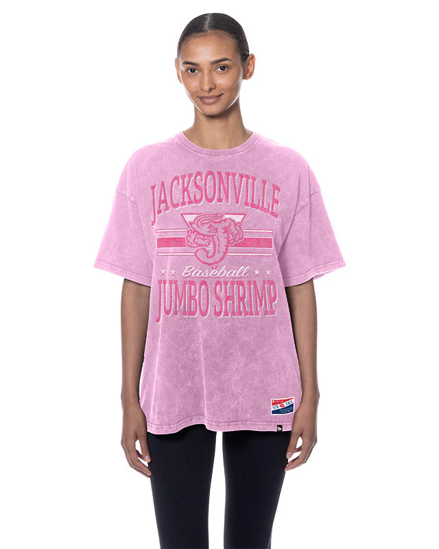 Jacksonville Jumbo Shrimp New Era Women's Pink Enzyme Wash Oversized Tee - Image 2