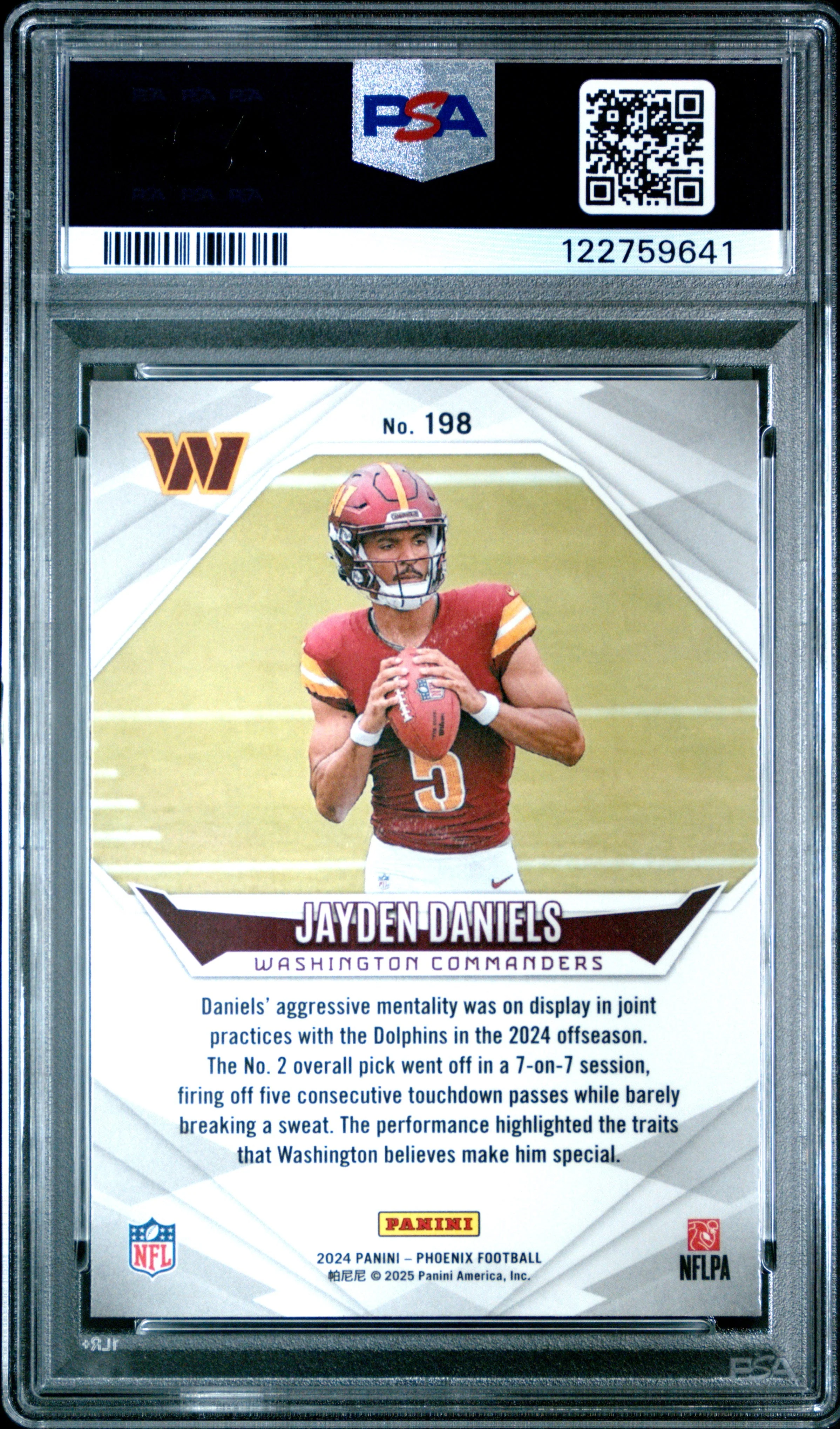 Jayden Daniels 2024 Panini Phoenix #198 Ice PSA 10 - Image 2