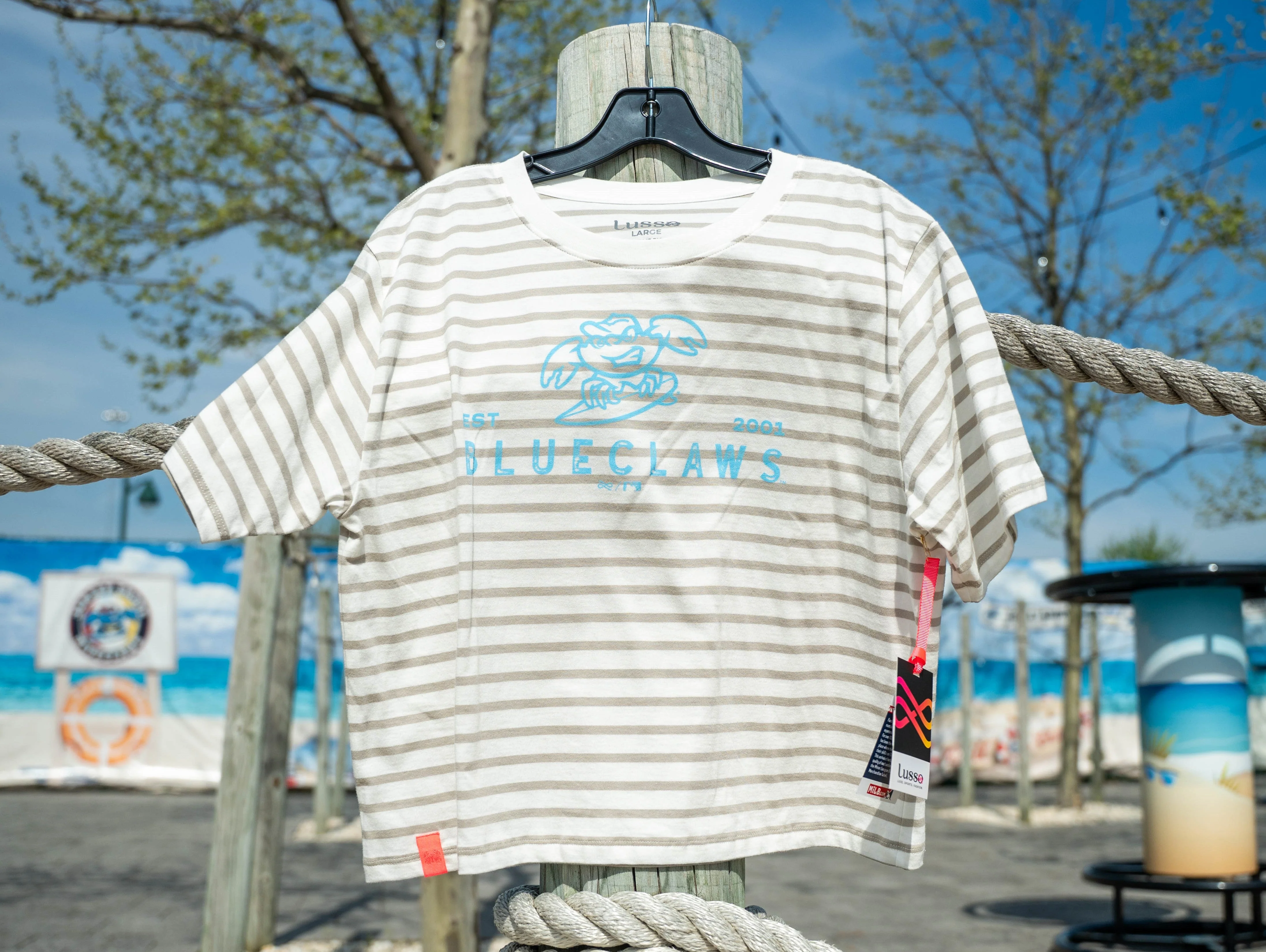 Jersey Shore BlueClaws Lusso Brand Ladies Natalia Striped Boxy Tee - Image 2