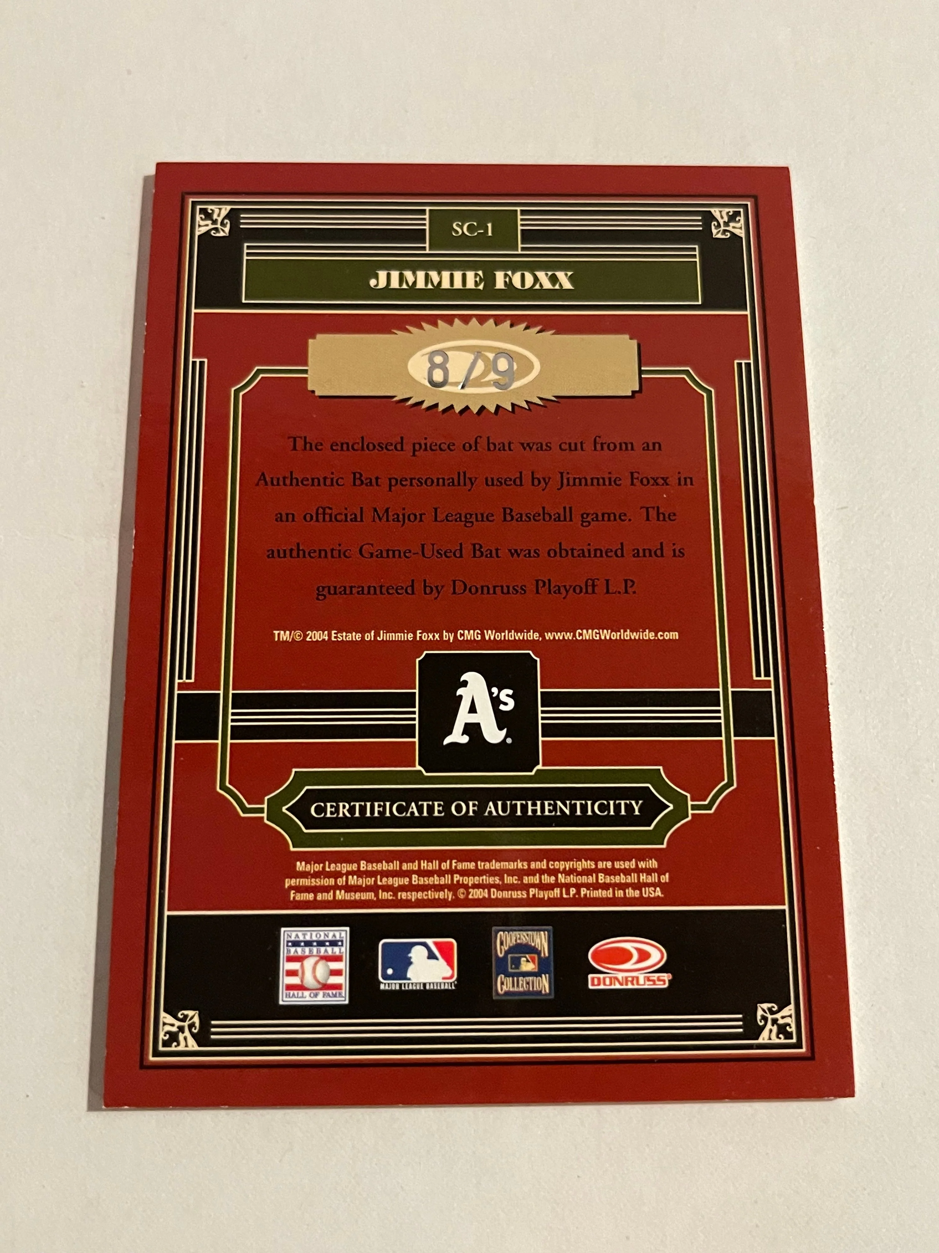 Jimmie Foxx 2004 Donruss Timeless Treasures Stati - Image 2