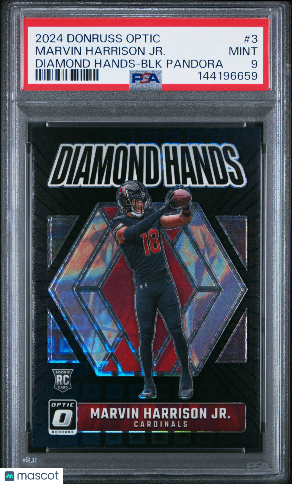 Marvin Harrison JR. 2024 Donruss Optic Diamond Hands #3 Black Pandora PSA 9