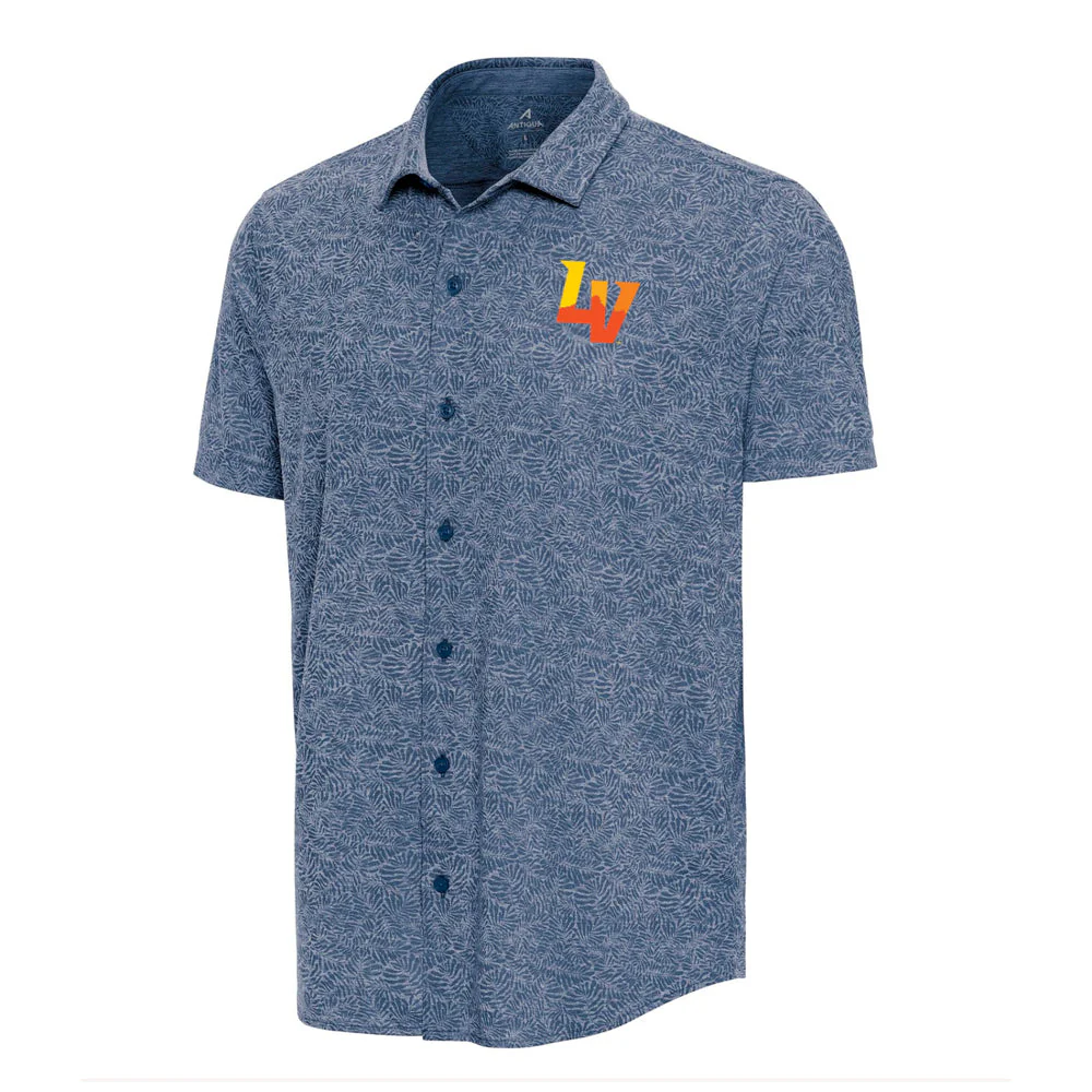 Men's Antigua LV Palms Navy Button Up Shirt