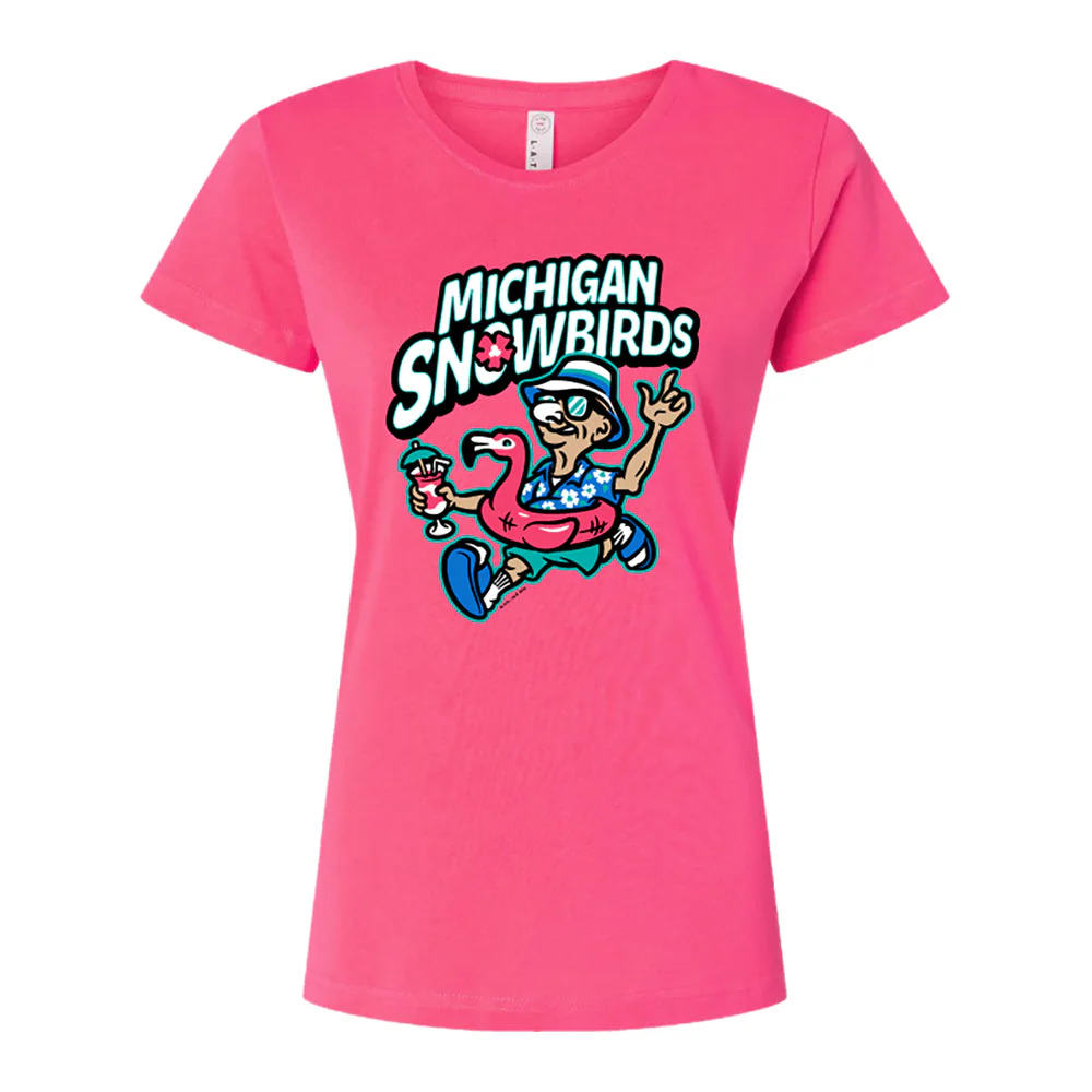 Michigan Snowbirds Ladies Tee - Hot Pink
