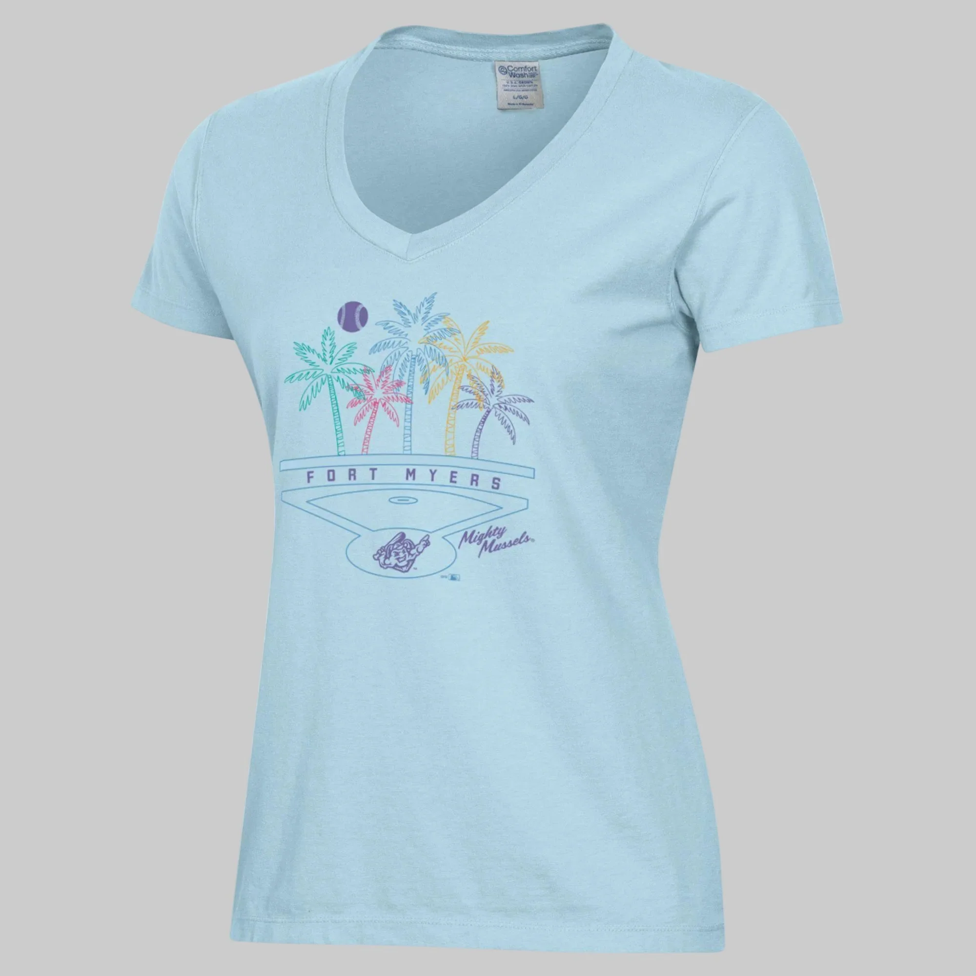 Mighty Mussels Women's Stadium Blue V-Neck Tee
