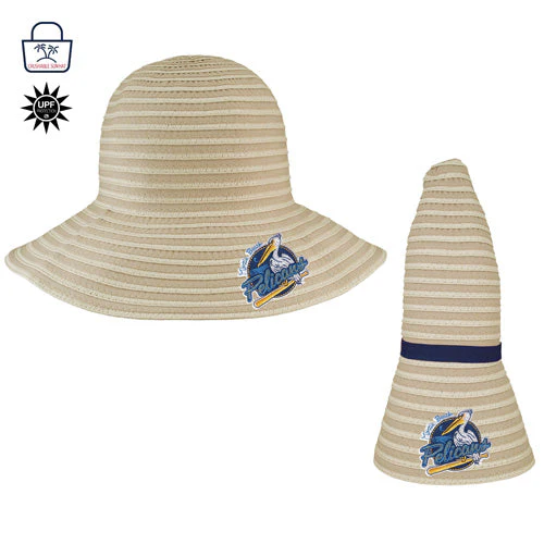 Myrtle Beach Pelicans LogoFit Ladies Stone Amelia Primary Collapsible Travel Sun Hat