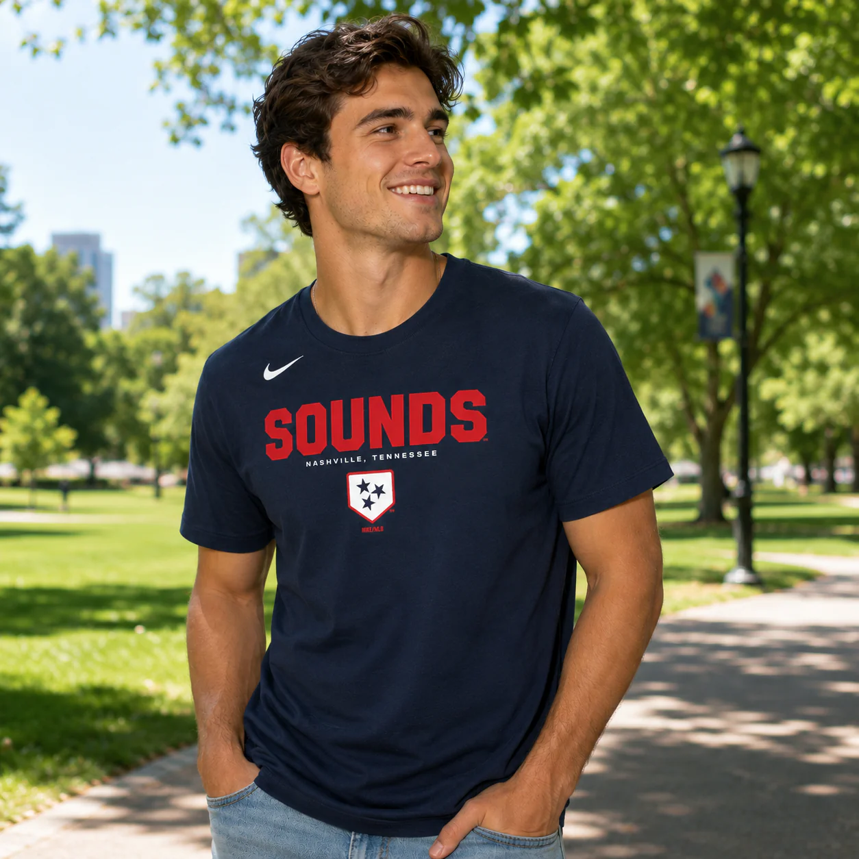 Nashville Sounds Nike College Navy Core Cotton Short Sleeve Tee - Image 2