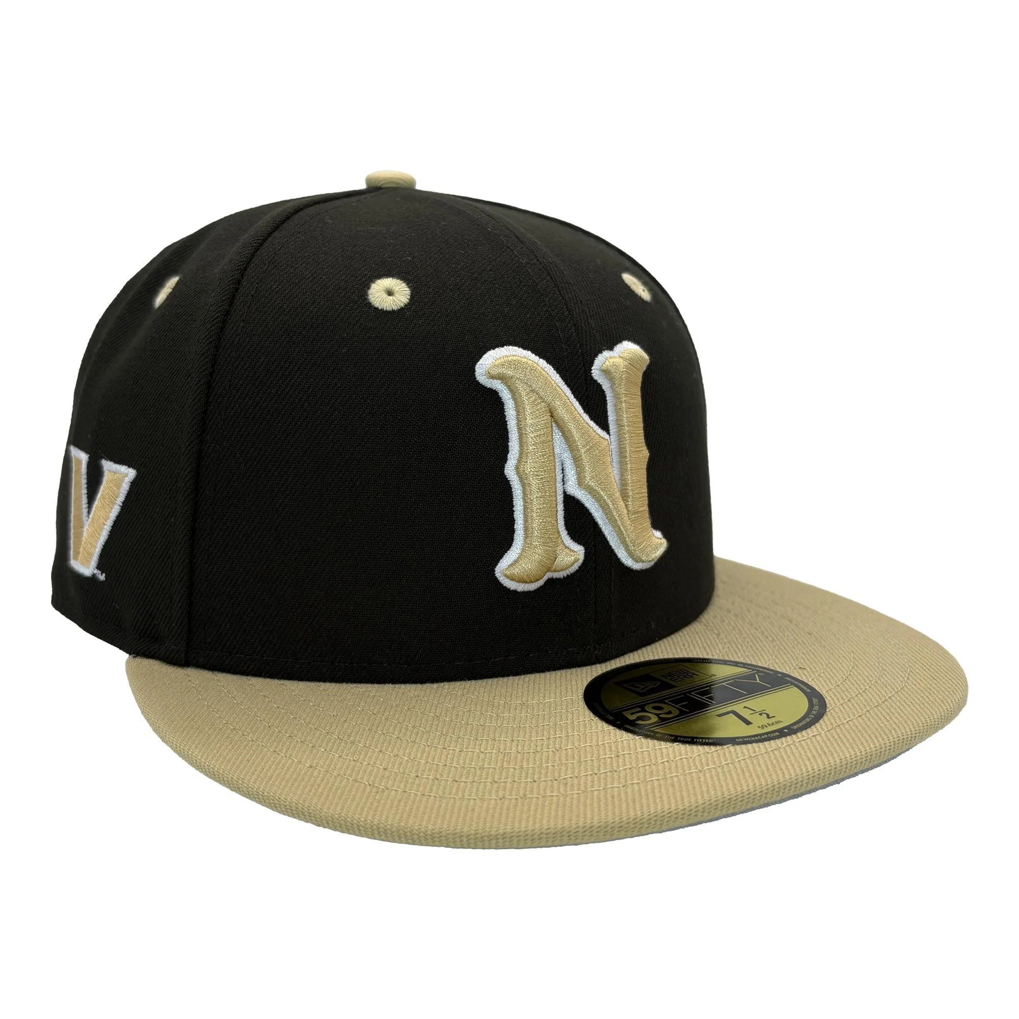 Nashville Sounds x Vanderbilt University New Era 59FIFTY Black Vegas Gold N Logo Fitted Hat