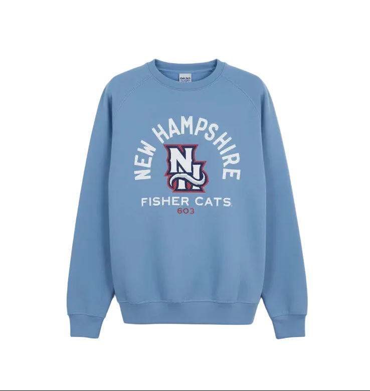 New Hampshire Fisher Cats Mens Retro Rivalry Fleece Crewneck Powder Blue