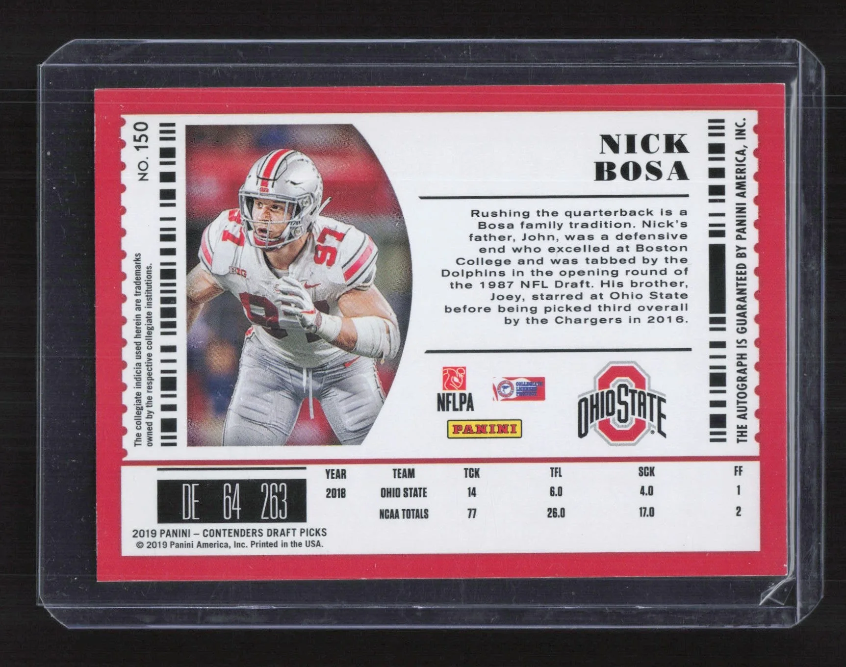 Nick Bosa 2019 Panini Contenders Draft Picks #150 - Image 2