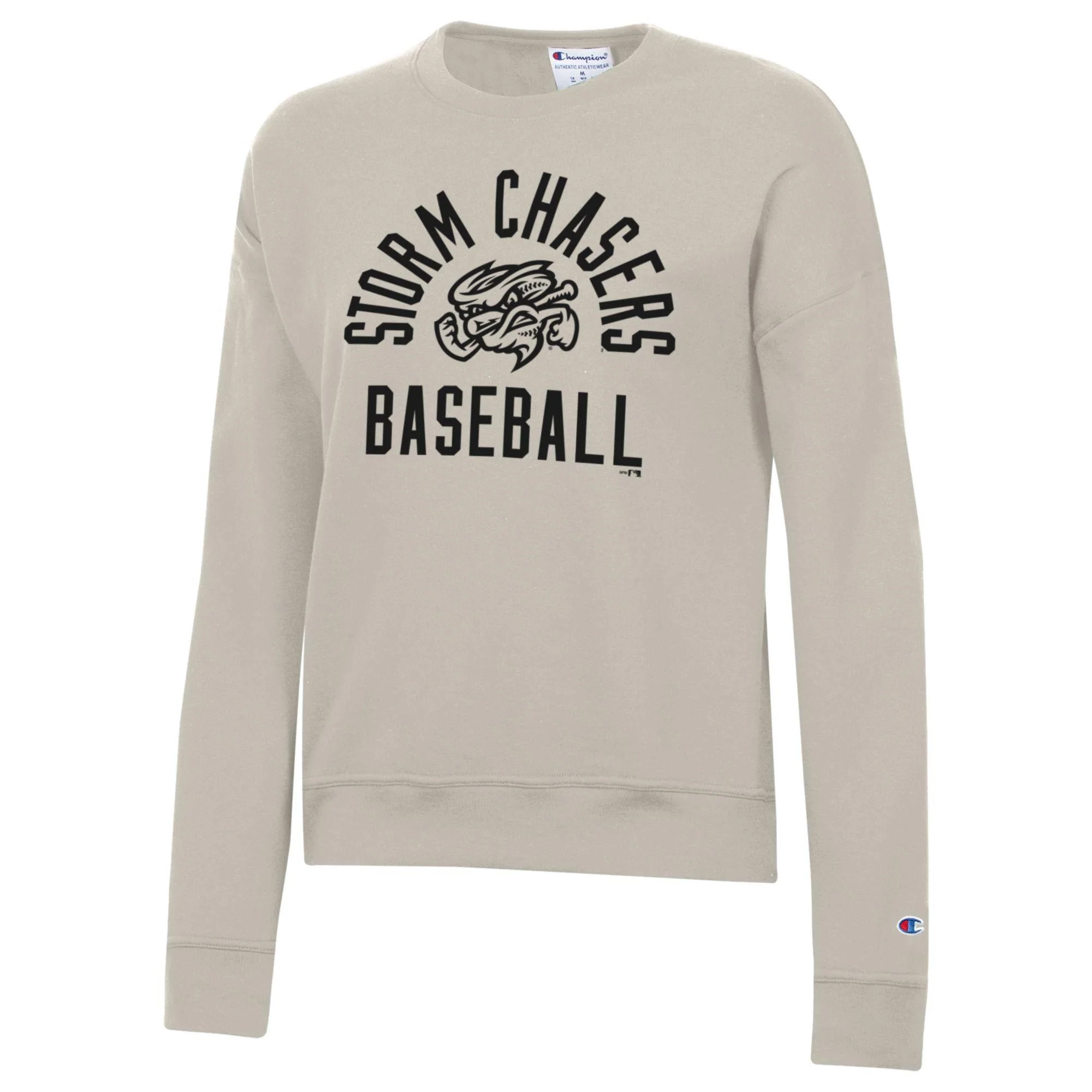 Omaha Storm Chasers Women's Champion Powerblend Fleece Tan Crewneck Sweatshirt