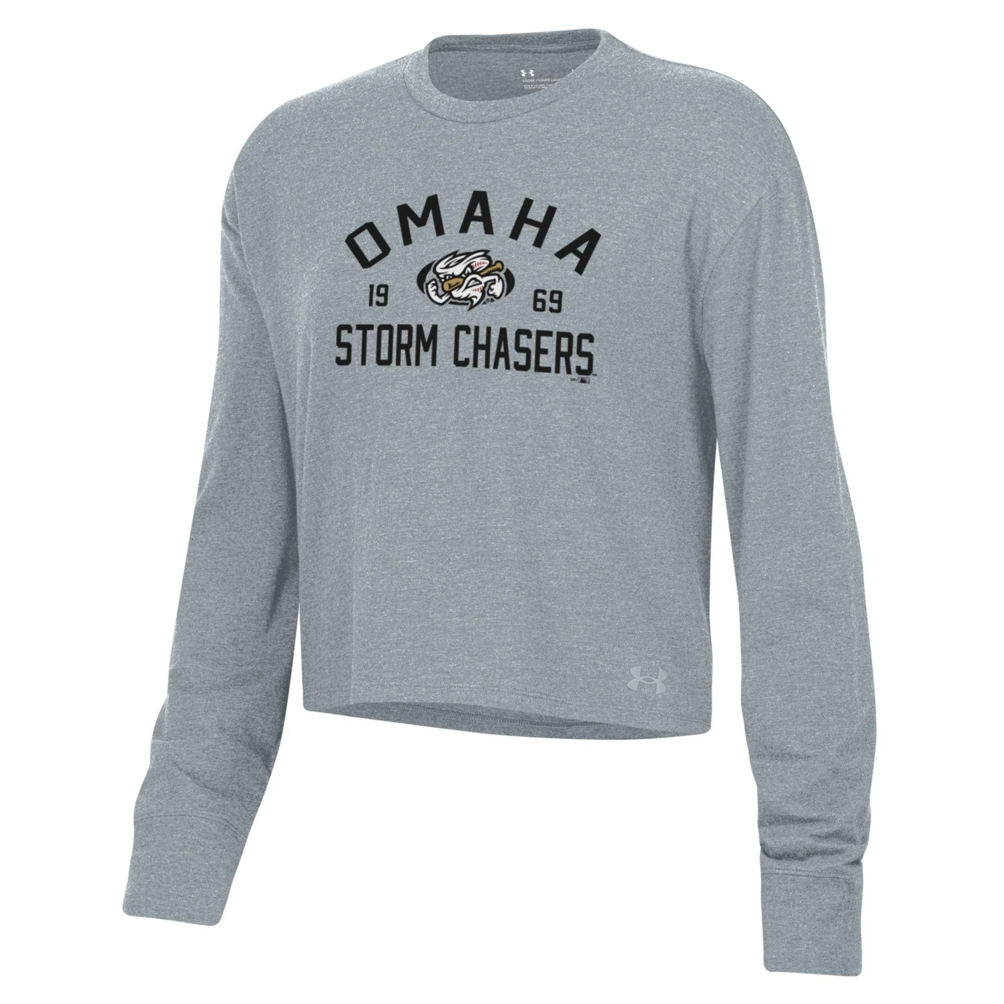 Omaha Storm Chasers Women's Under Armour Steel Heather Icon LS Tee