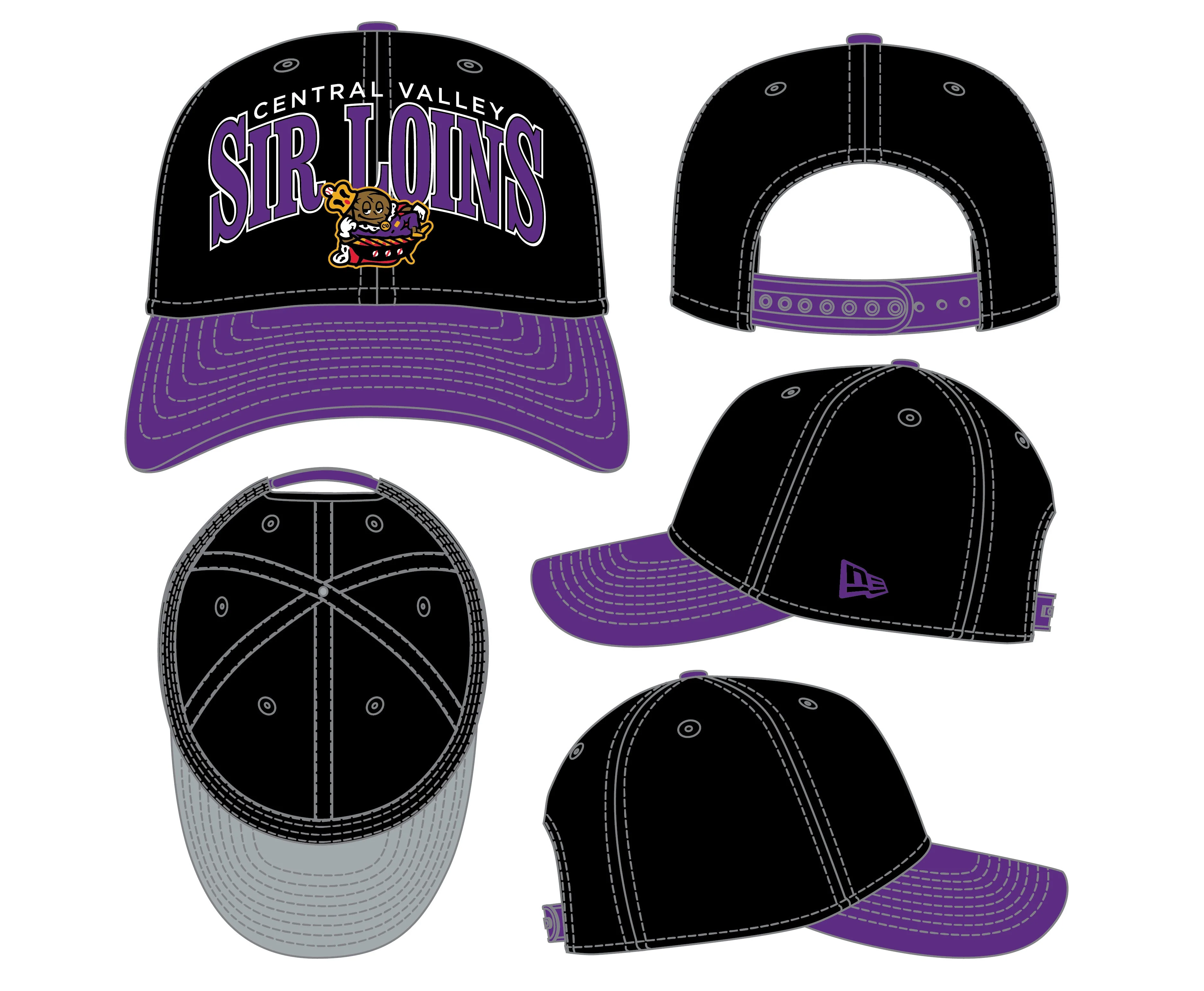 Central Valley Sir Loins New Era Snapback Stretch Cap