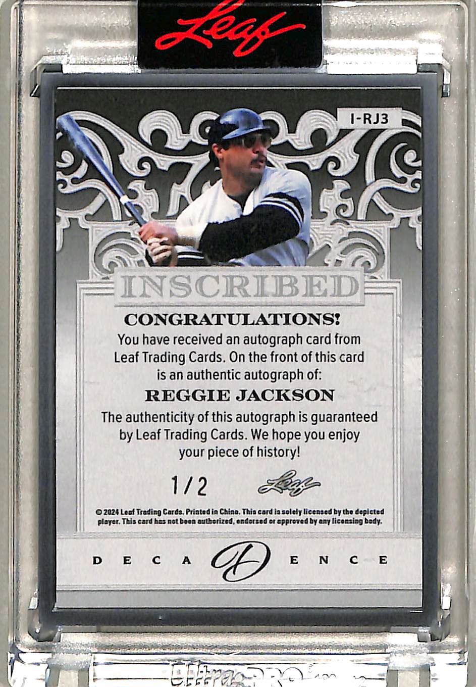 Reggie Jackson 2024 Leaf Decadence Inscribed Auto - Image 2